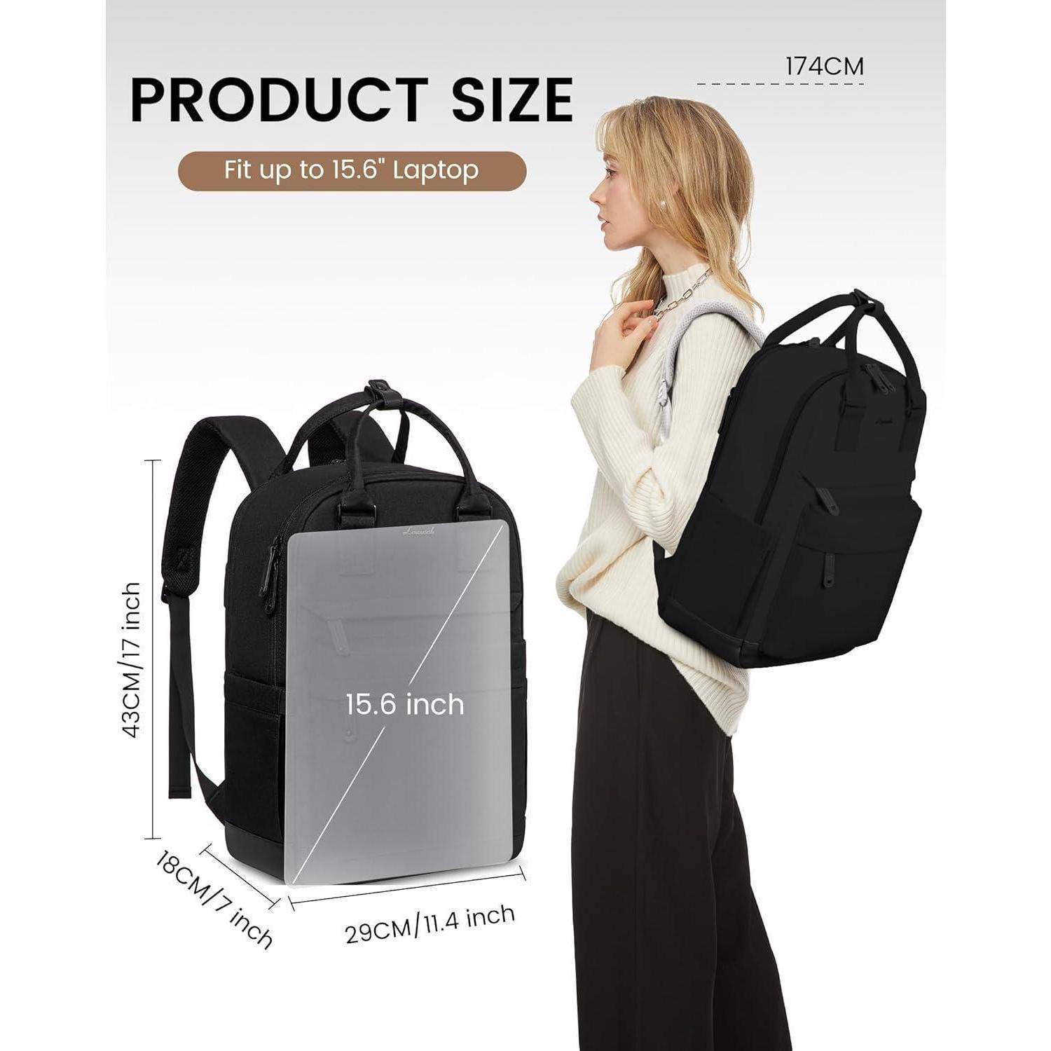 Schulrucksack Teenager Laptopfach Wasserdicht 15,6 Zoll A-schwarz