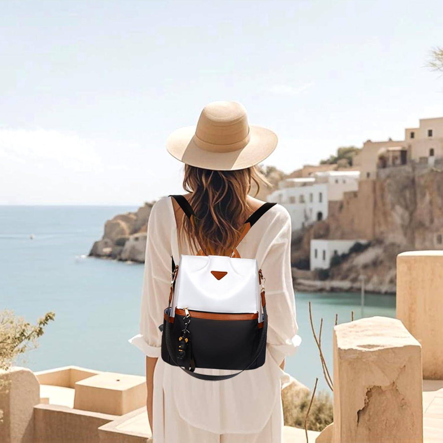 Rucksack Diebstahlsicher Wasserdicht Damen Weiß & Schwarz