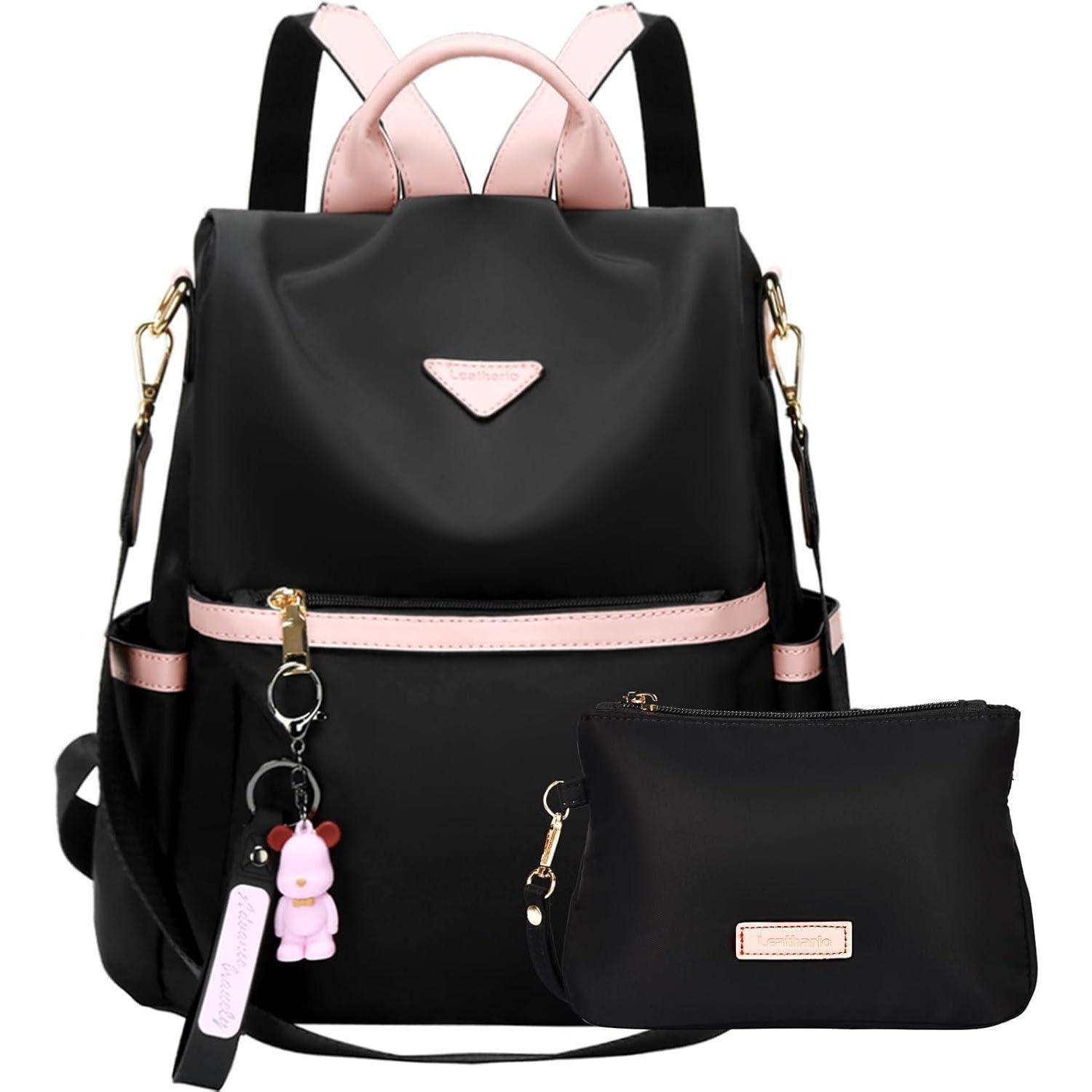 Rucksack Damen diebstahlsicher PX4 Set Schwarz mit Pink(pu)