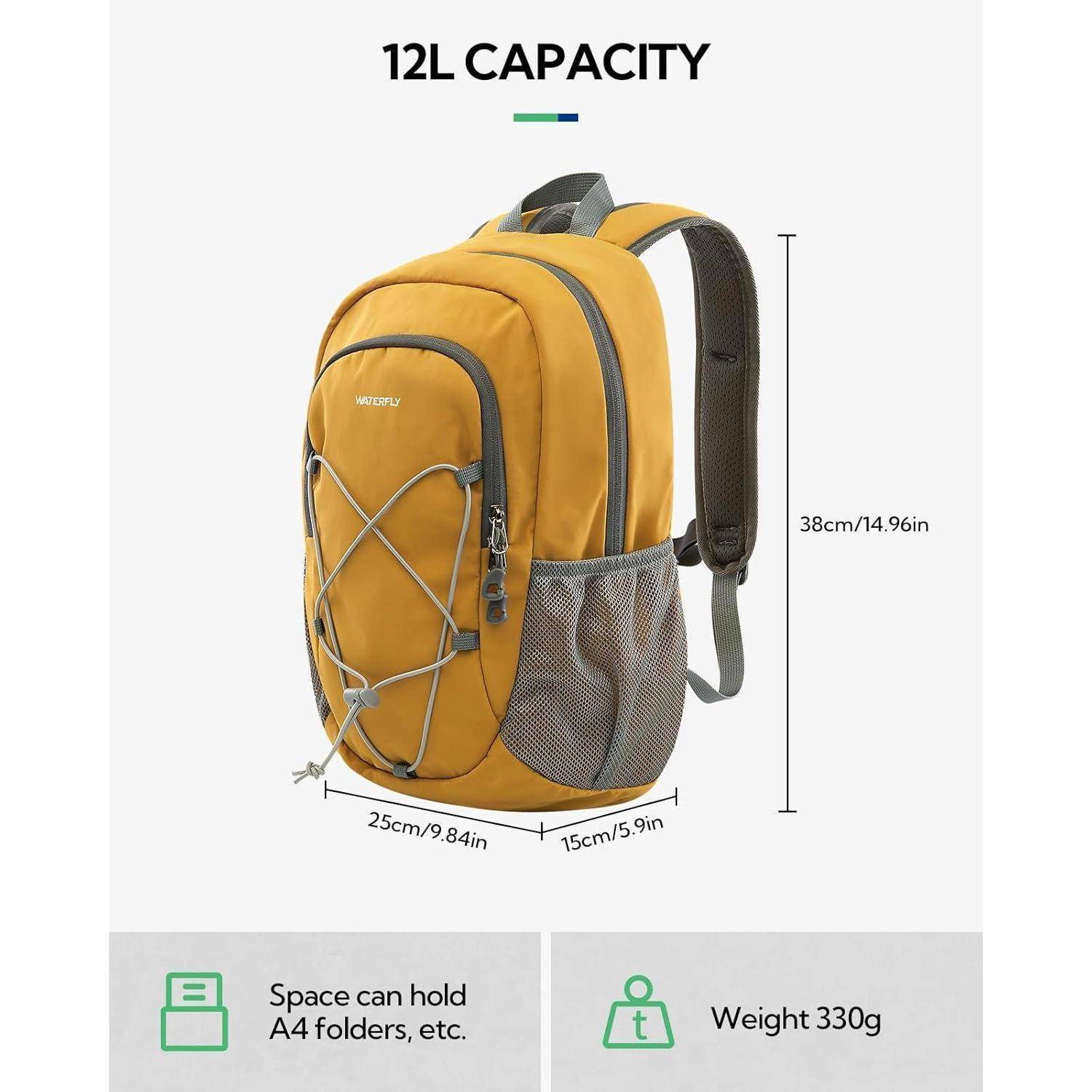 Rucksack Wanderrucksack 12L Brustschnalle Herren Damen Gelb Orange