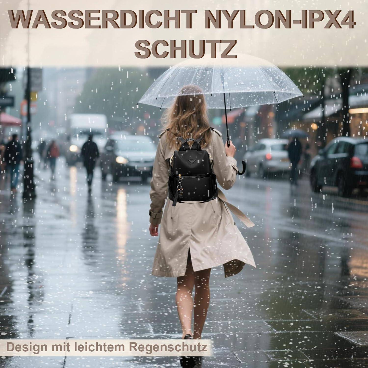 Rucksack Damen diebstahlsicher PX4 wasserdicht Set Elegant Schwarz