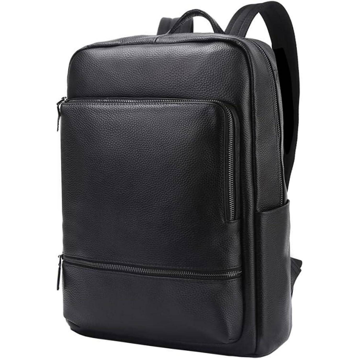 Rucksack Rindsleder Laptoprucksack 14 Zoll Herren Schwarz Schwarz4