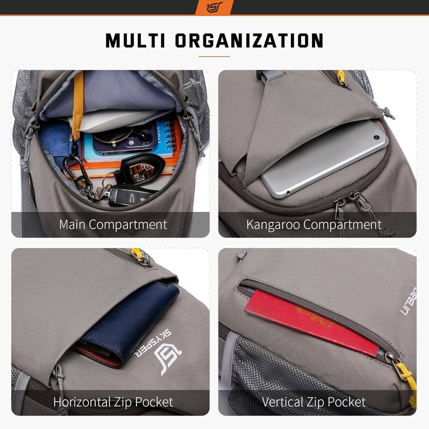 Schultertasche Brusttasche Crossbody Wasserfest Urbanx6-khakigrau