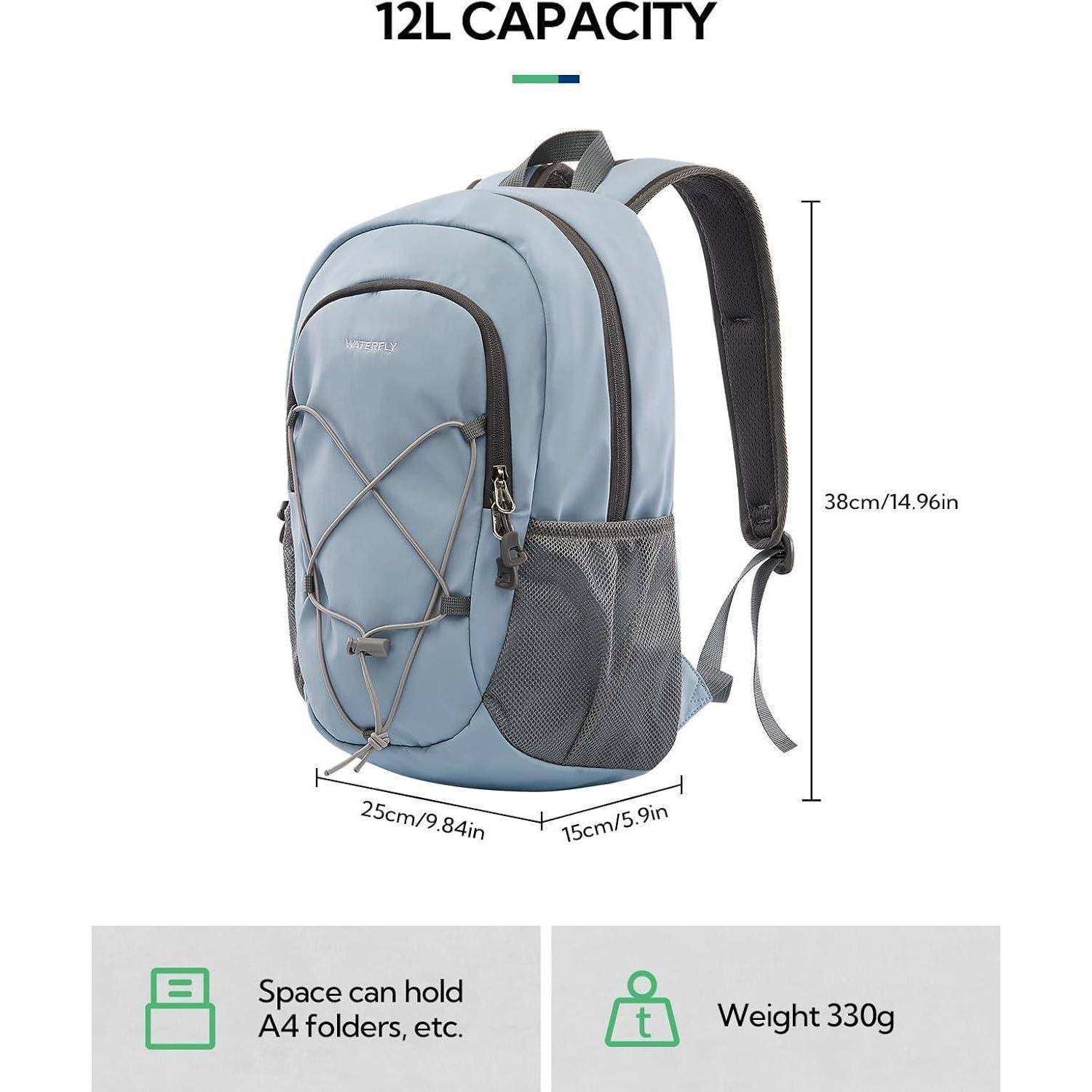 Rucksack 12L klein Daypack Outdoor Brustschnalle Wandern Hellblau