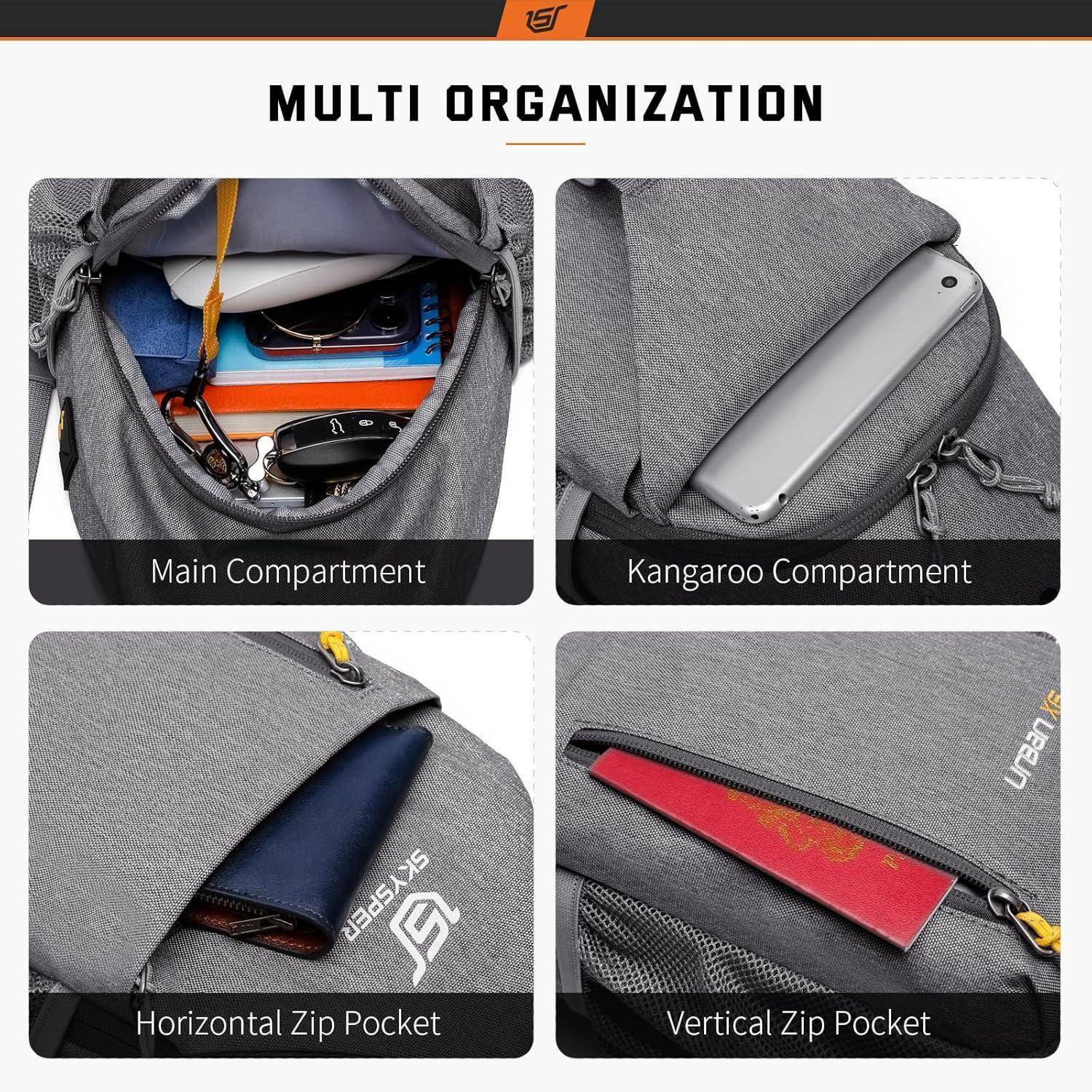 Schultertasche Brusttasche Crossbody Wasserfest Klein Urbanx6-grau