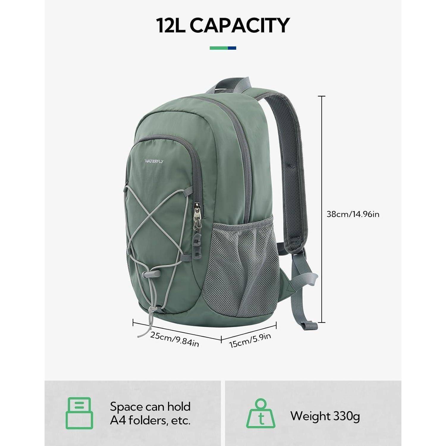 Rucksack 12L Wanderrucksack Daypack Brustschnalle Herren Erbsengrün