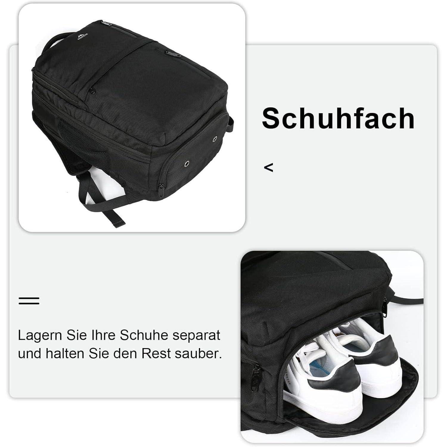 Handgepäck Rucksack 55x40x20 Laptop 18.4 Lufthansa-55x40x20cm Schwarz