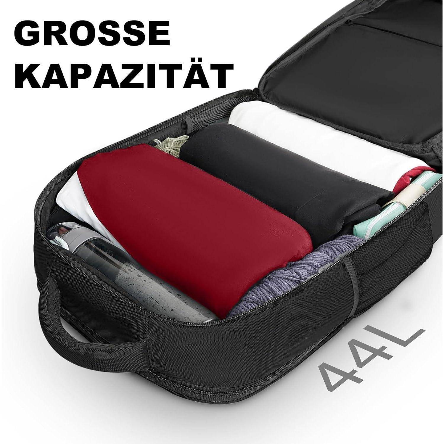 Handgepäck Rucksack 55x40x20 Laptop 18.4 Lufthansa-55x40x20cm Schwarz