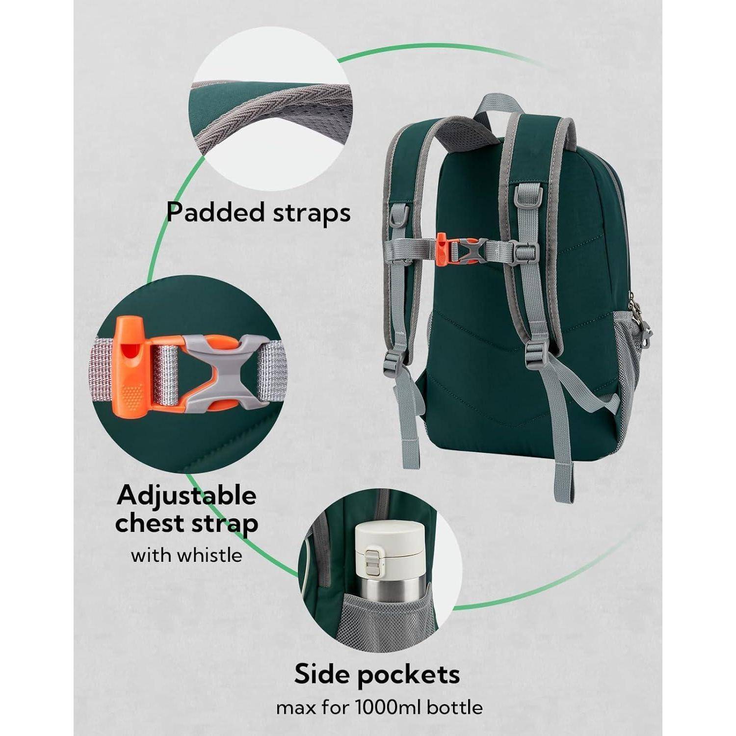 Rucksack 12L Wanderrucksack Brustschnalle Reisen Wandern Dunkelgrün
