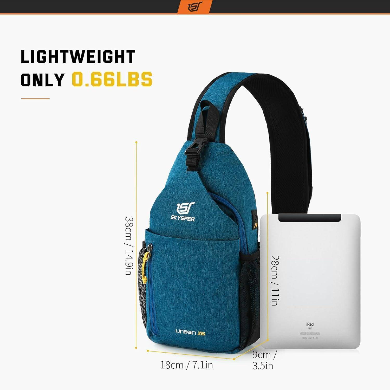 Schultertasche Brusttasche Wasserfest Outdoor Wandern Urbanx6 blau