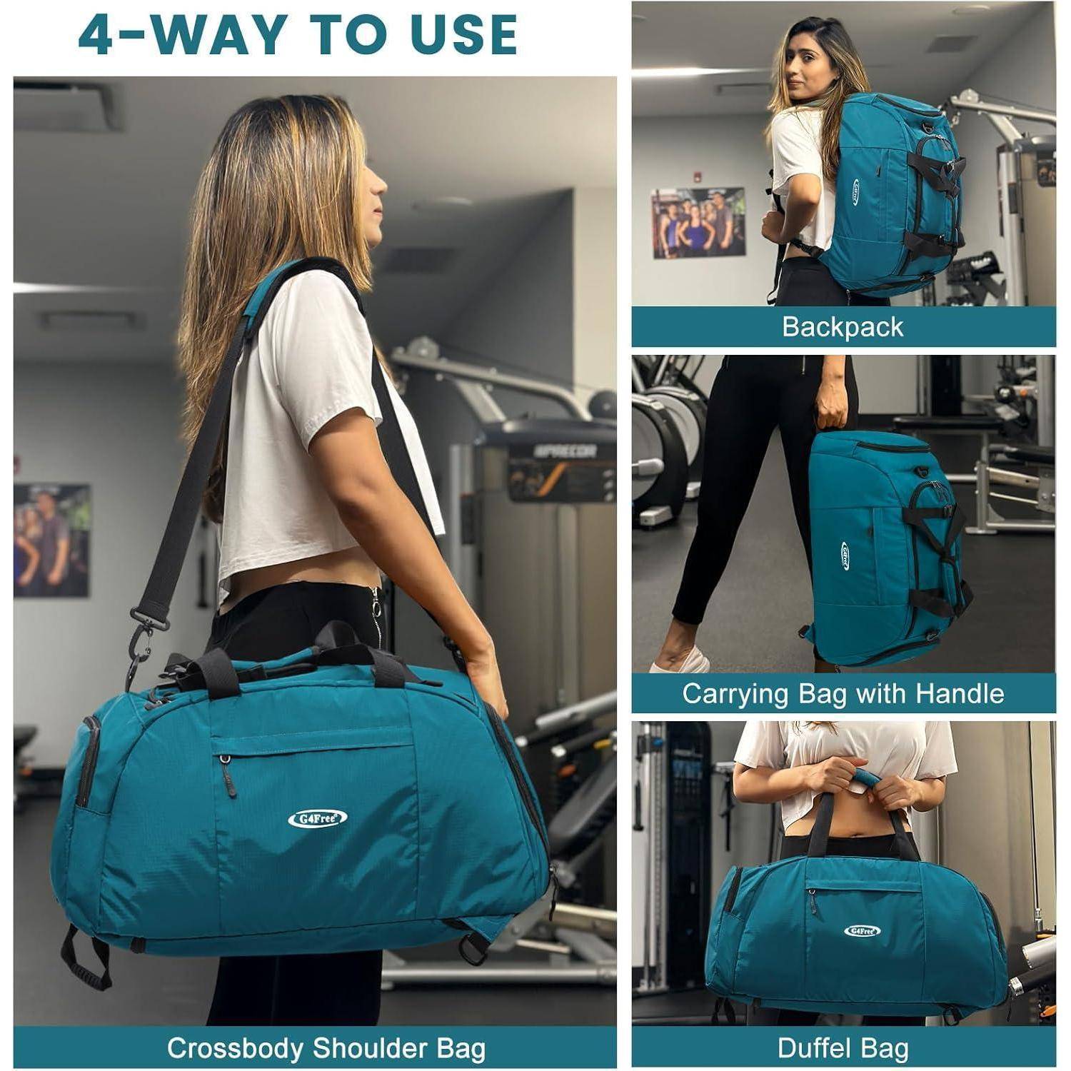 Reisetasche 40L 3 Wege Schuhfach Herren Damen Gepäck Sport Dunkelgrün