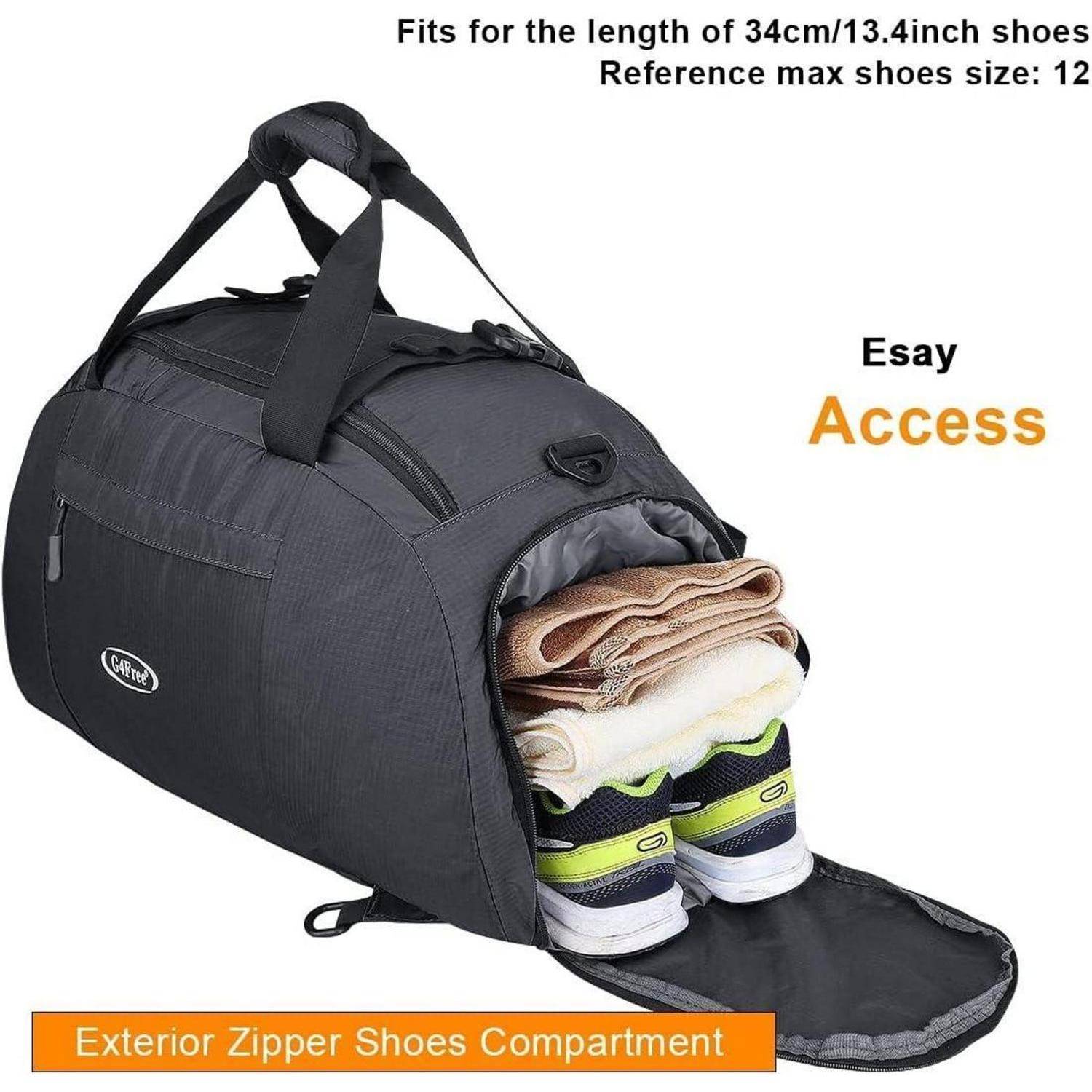 Reisetasche 40L 3Wege Schuhfach Herren Damen Schwarz