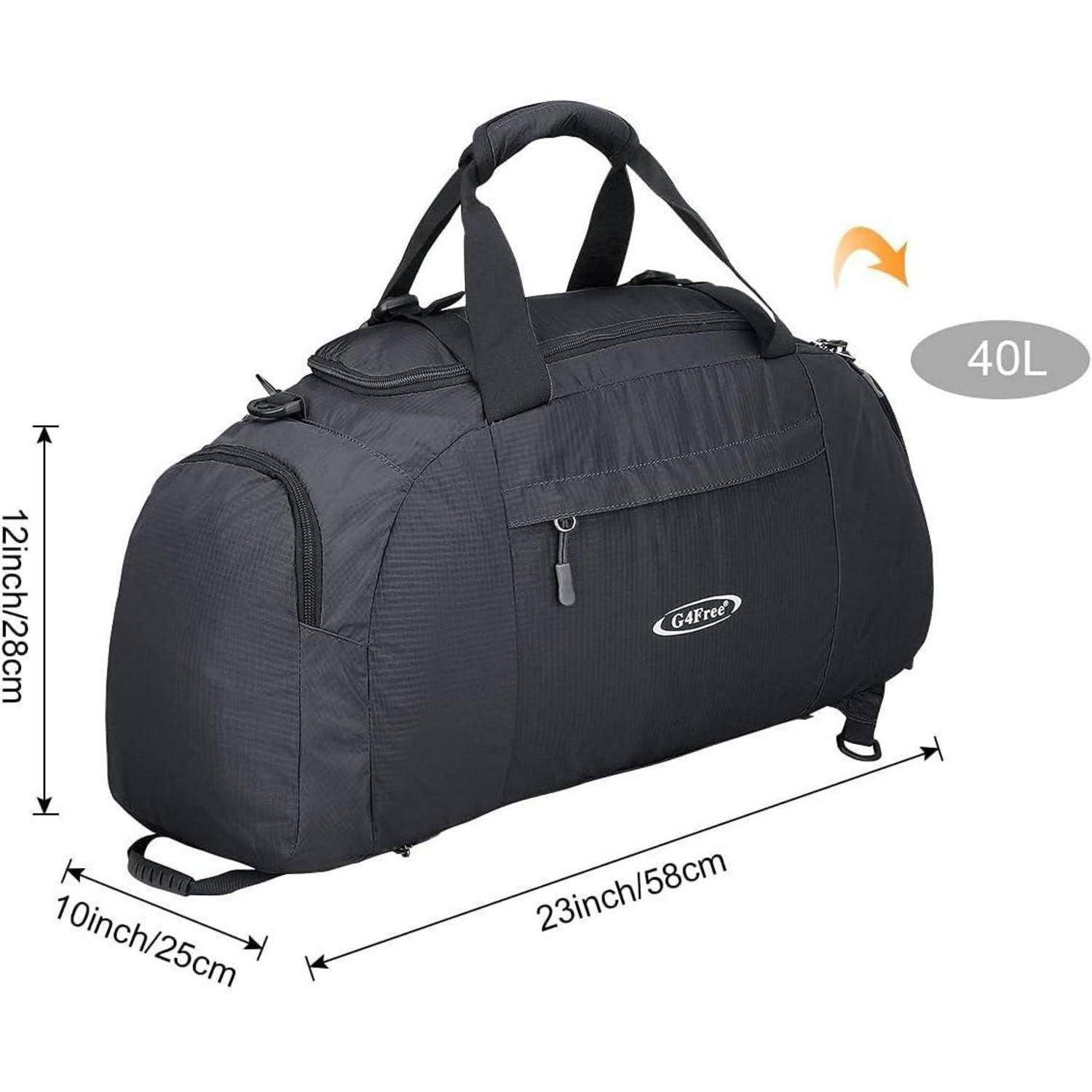 Reisetasche 40L 3Wege Schuhfach Herren Damen Schwarz