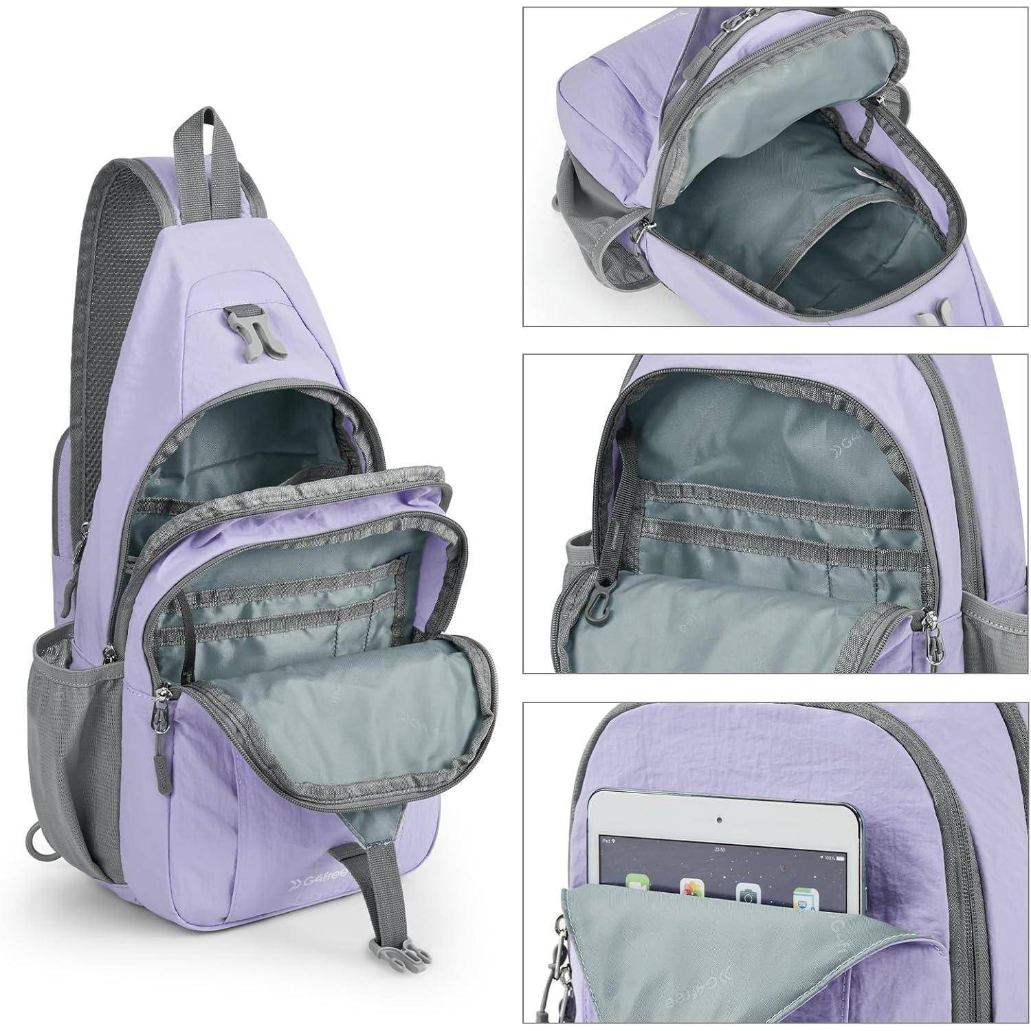 Sling Bag Diebstahlschutz Brusttasche Kopfhörerloch Outdoor Taro Lila