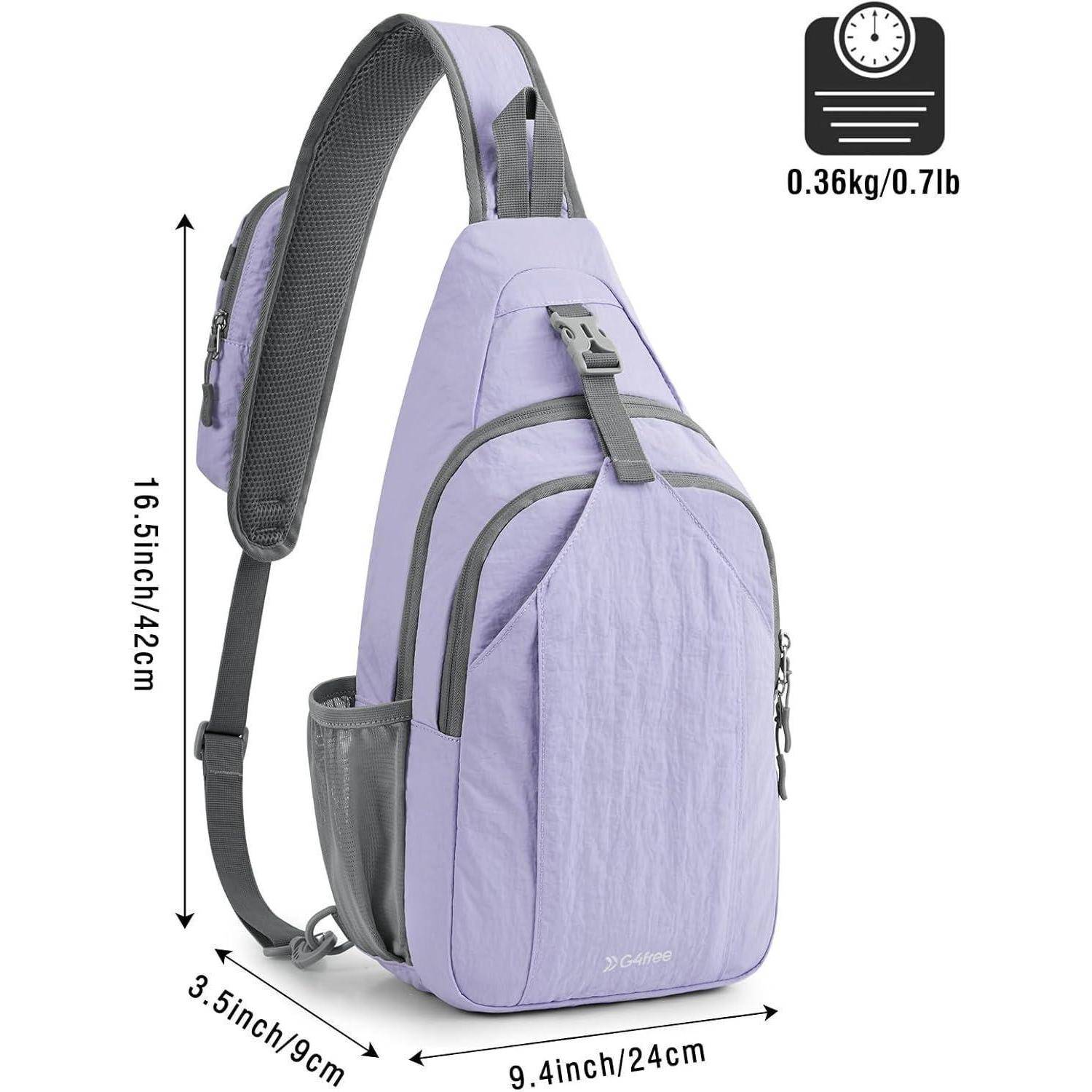 Sling Bag Diebstahlschutz Brusttasche Kopfhörerloch Outdoor Taro Lila