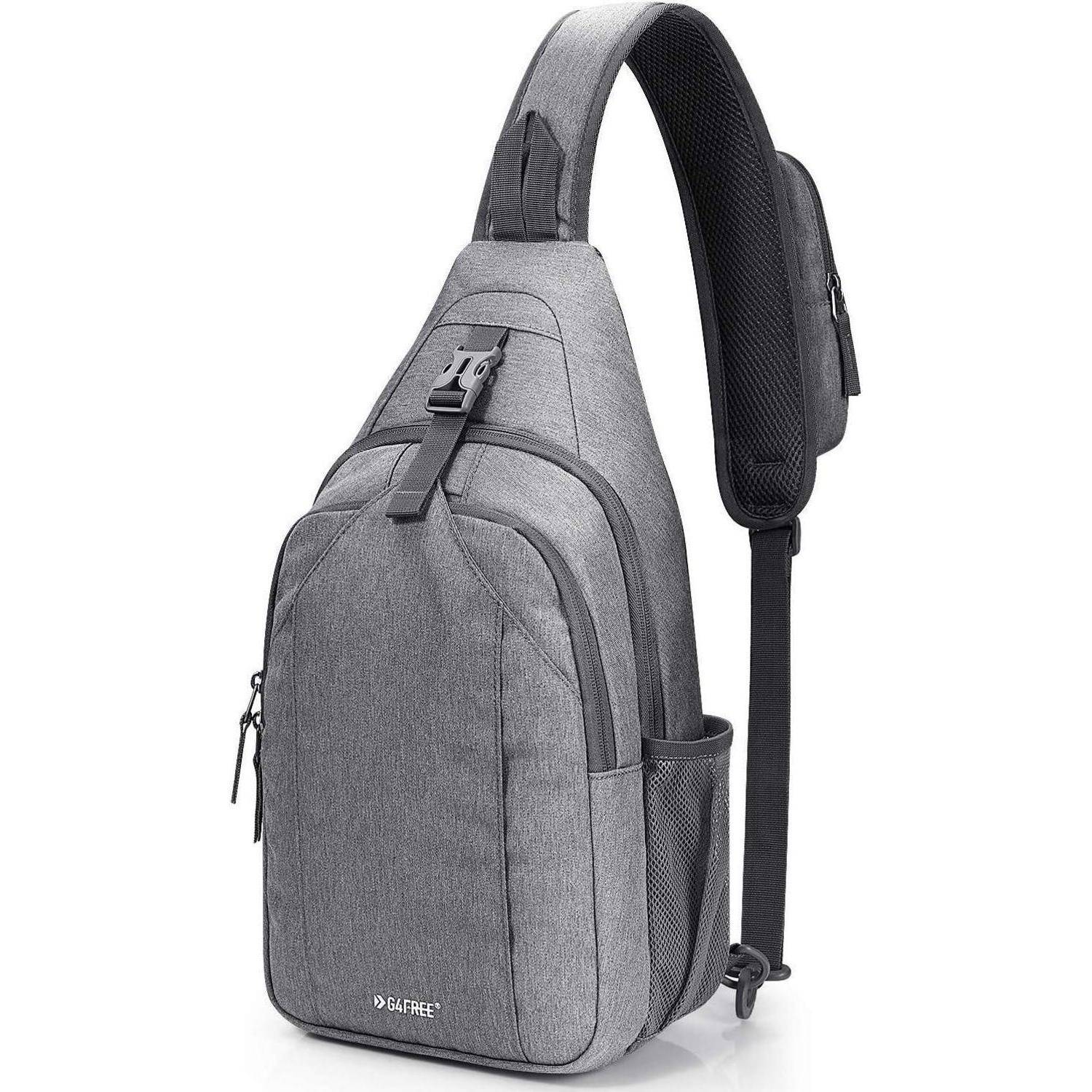 Slingbag Diebstahlschutz Crossbody Kopfhörerloch Outdoor Grau