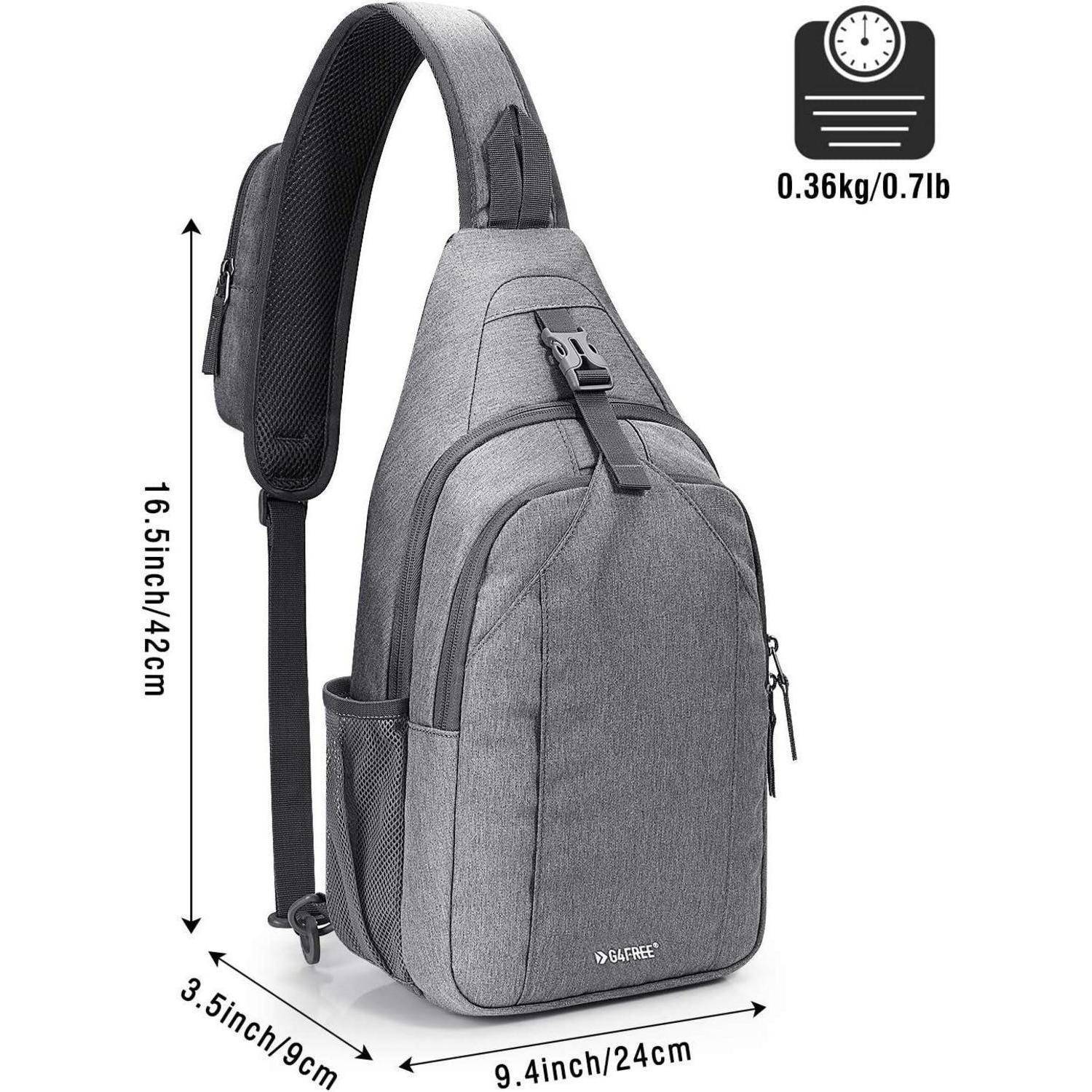 Slingbag Diebstahlschutz Crossbody Kopfhörerloch Outdoor Grau