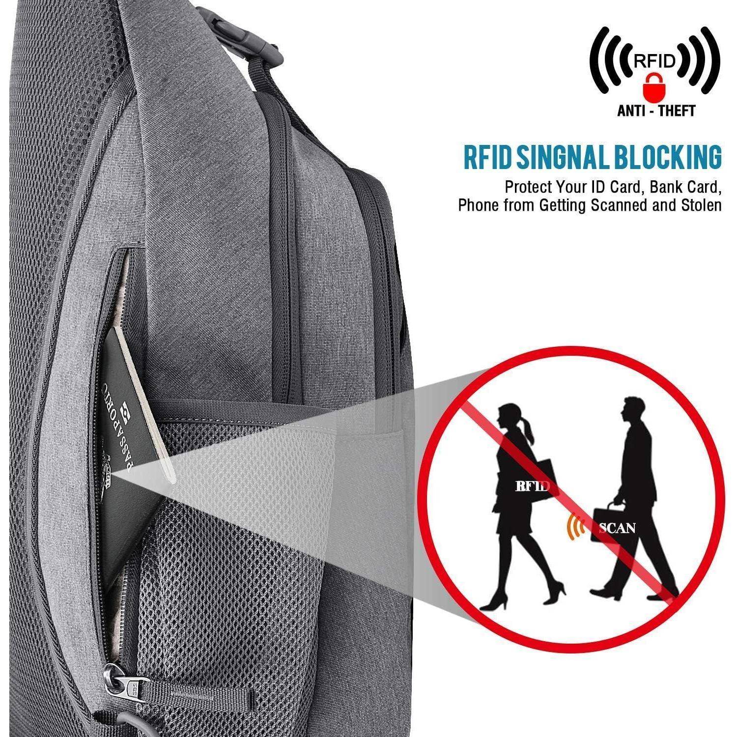 Slingbag Diebstahlschutz Crossbody Kopfhörerloch Outdoor Grau