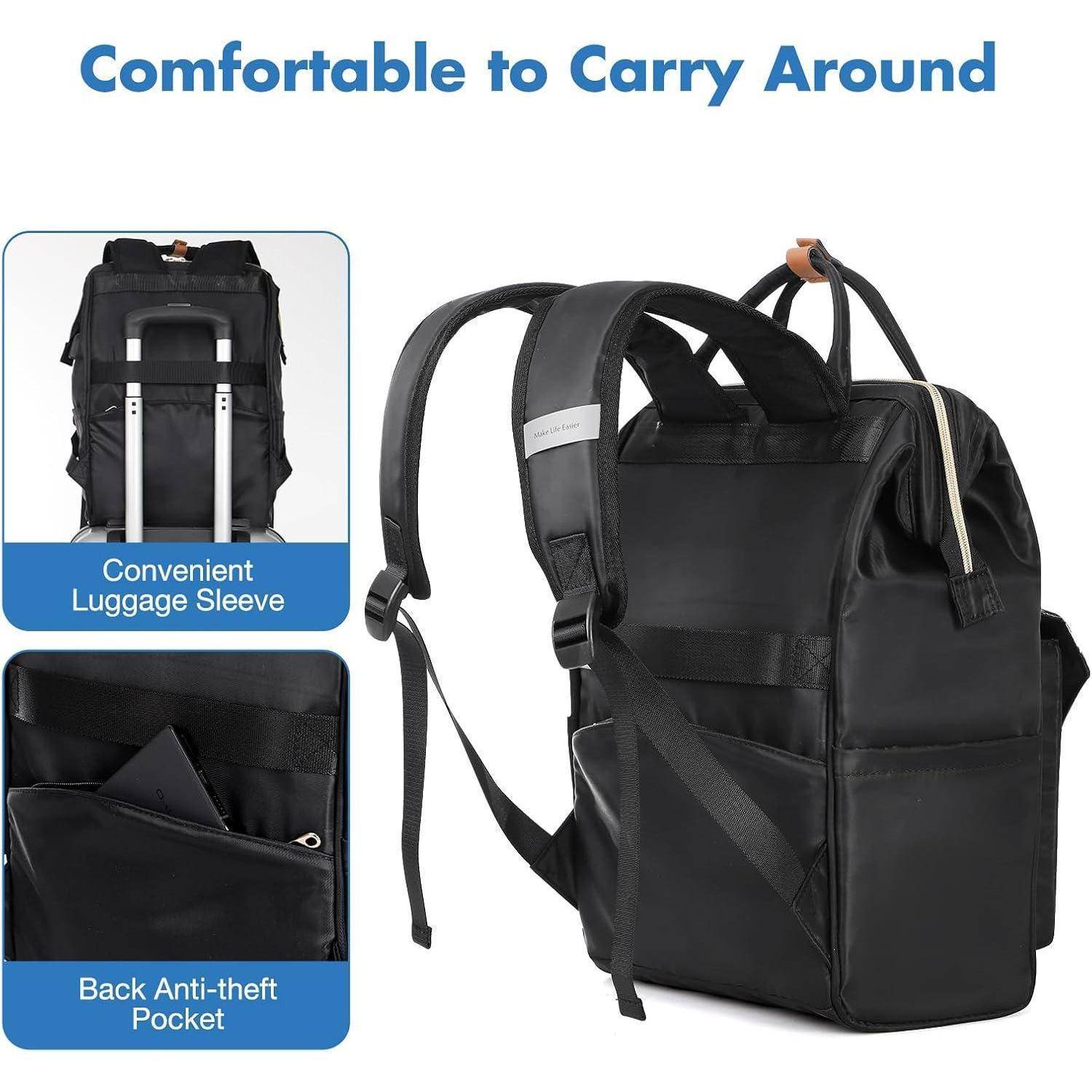 Rucksack Damen Schulrucksack Daypack 15.6 Zoll Pfeil Schwarz