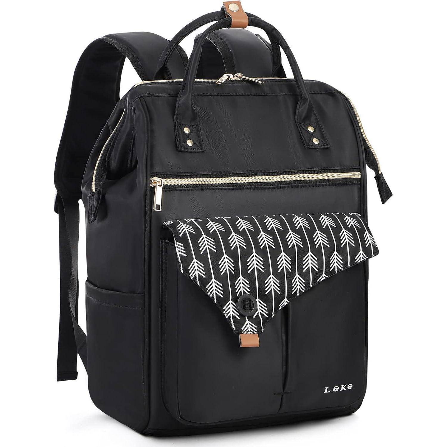 Rucksack Laptop Damen Wasserdicht Daypack 17.3 Zoll Schwarz Pfeil