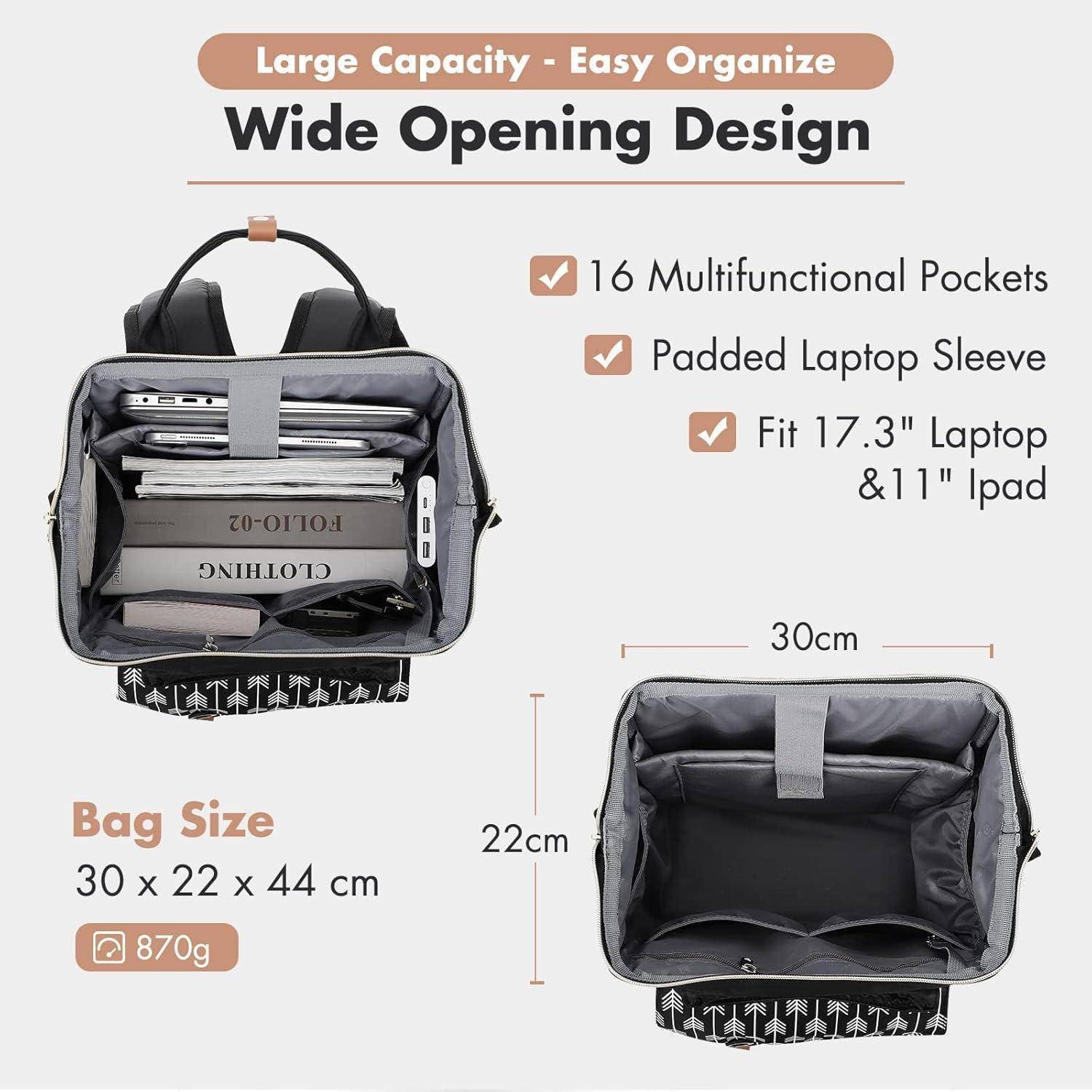 Rucksack Laptop Damen Wasserdicht Daypack 17.3 Zoll Schwarz Pfeil