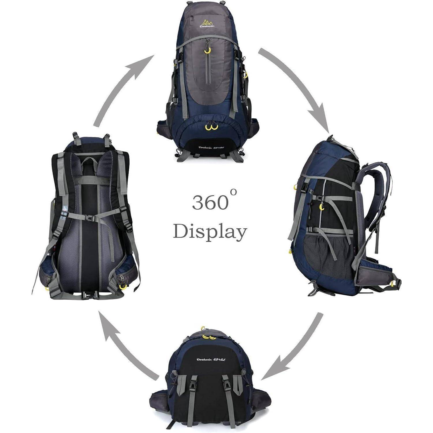 Trekkingrucksack 70L Campingrucksack Damen Herren XL Dunkelblau