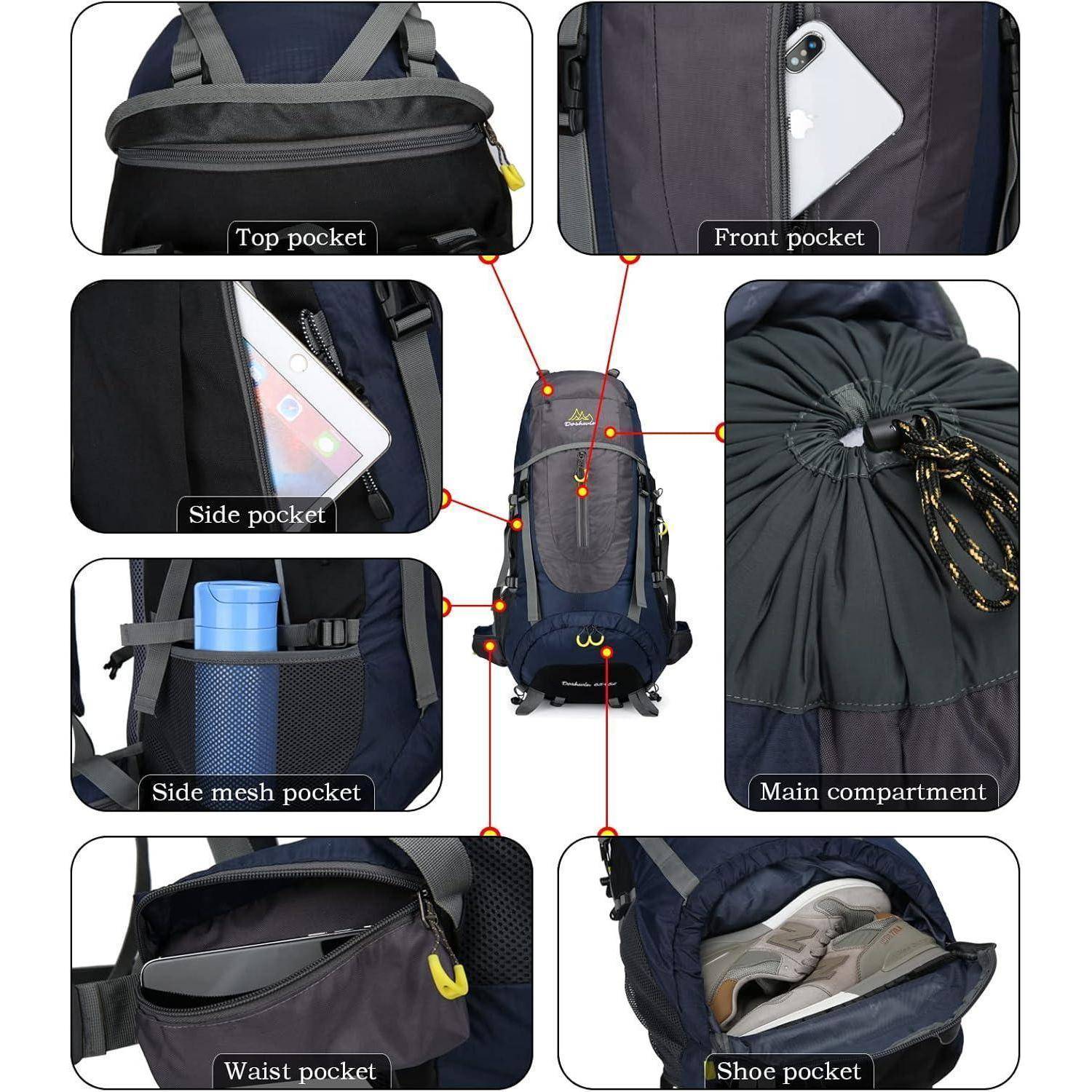 Trekkingrucksack 70L Campingrucksack Damen Herren XL Dunkelblau