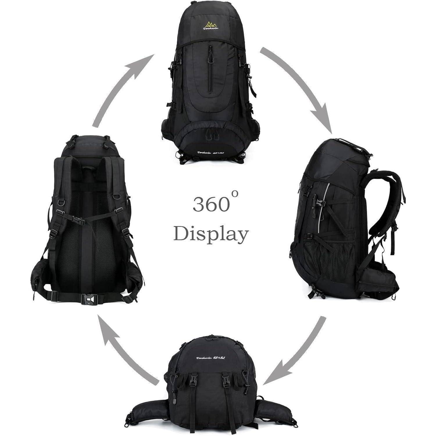 Rucksack 70L Trekking Reiserucksack Damen Herren XL Schwarz