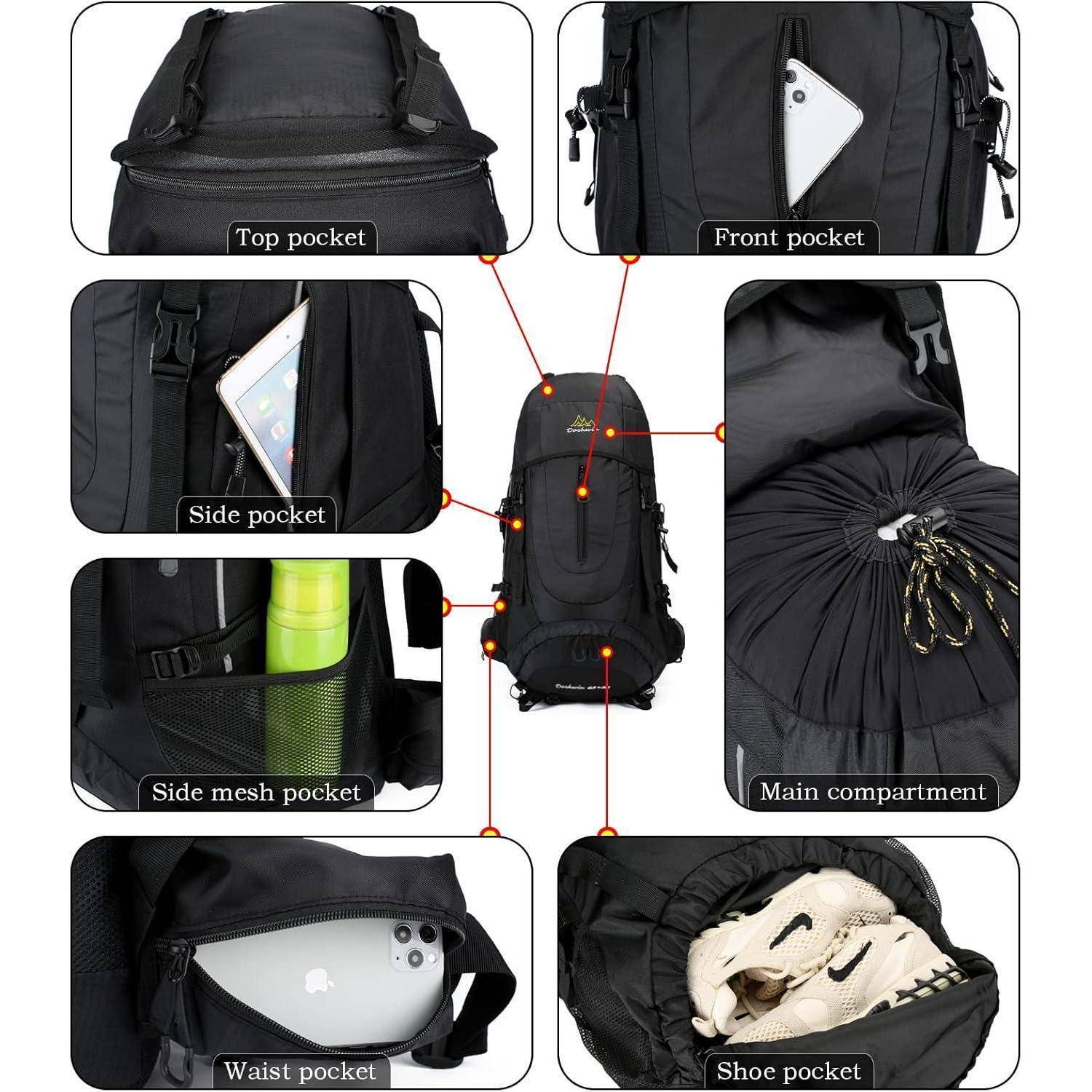 Rucksack 70L Trekking Reiserucksack Damen Herren XL Schwarz