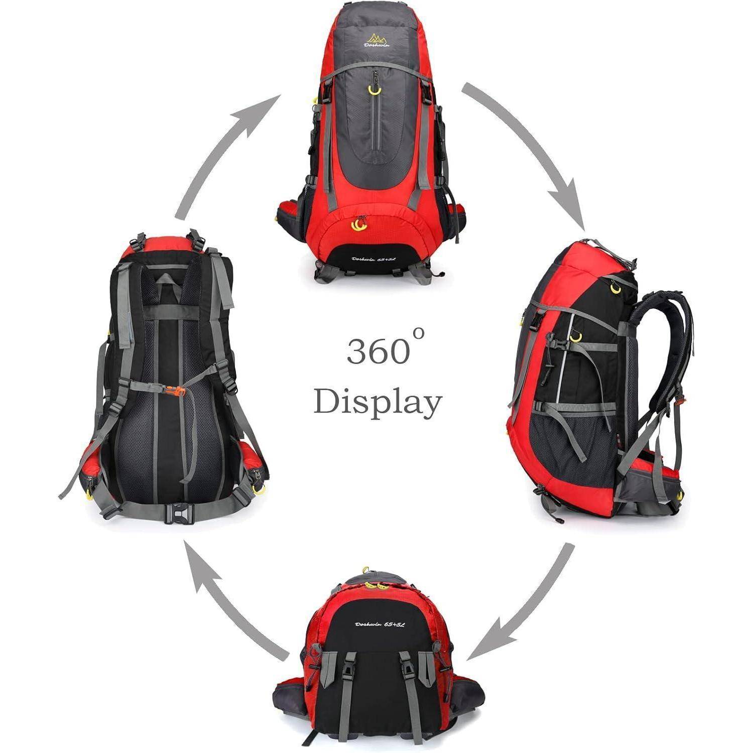 Rucksack 70L Trekkingrucksack Reiserucksack Damen Herren XL Rot