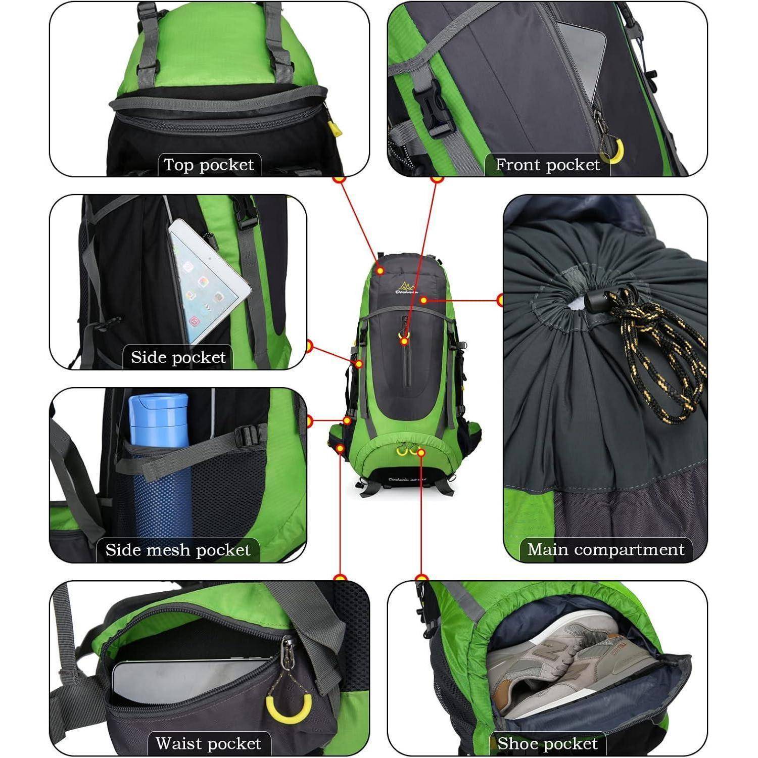 Trekkingrucksack 70L Camping Reiserucksack Damen Herren XL Grün