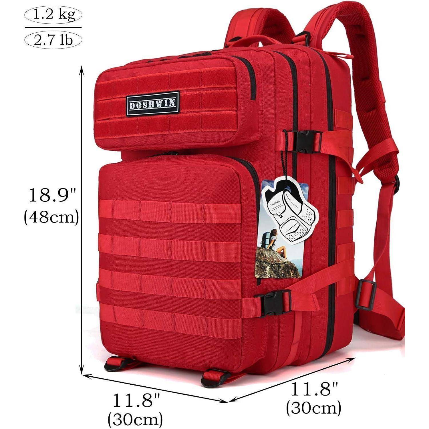 Rucksack 40L Taktischer Molle Fluchtrucksack Militär Rot