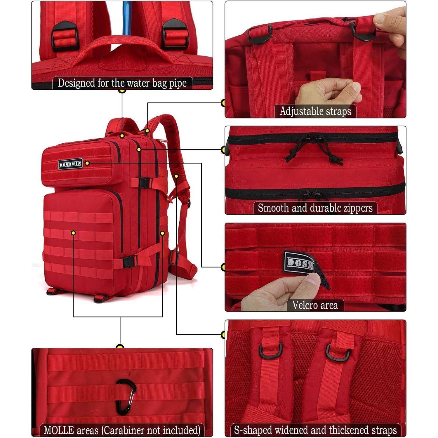 Rucksack 40L Taktischer Molle Fluchtrucksack Militär Rot