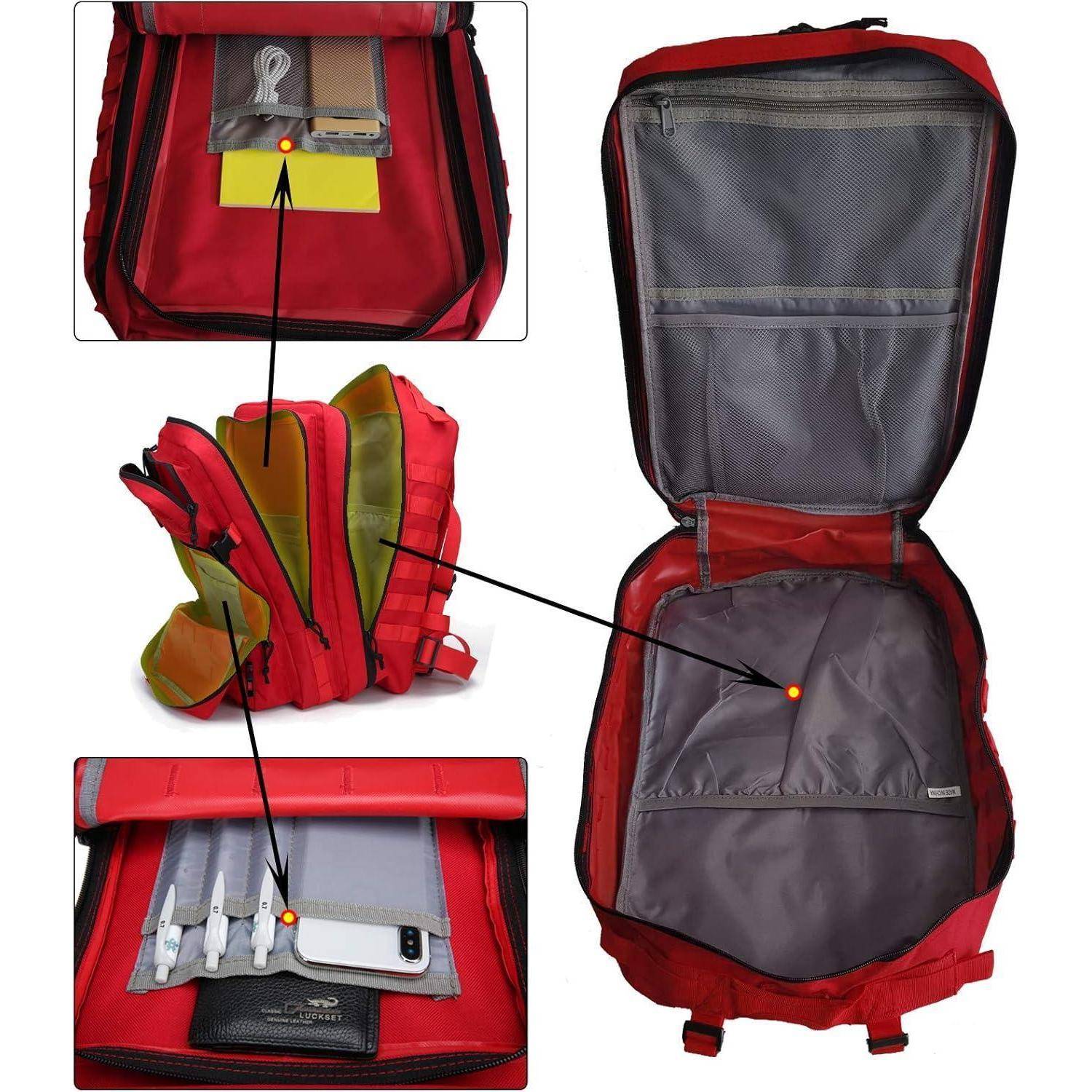 Rucksack 40L Taktischer Molle Fluchtrucksack Militär Rot