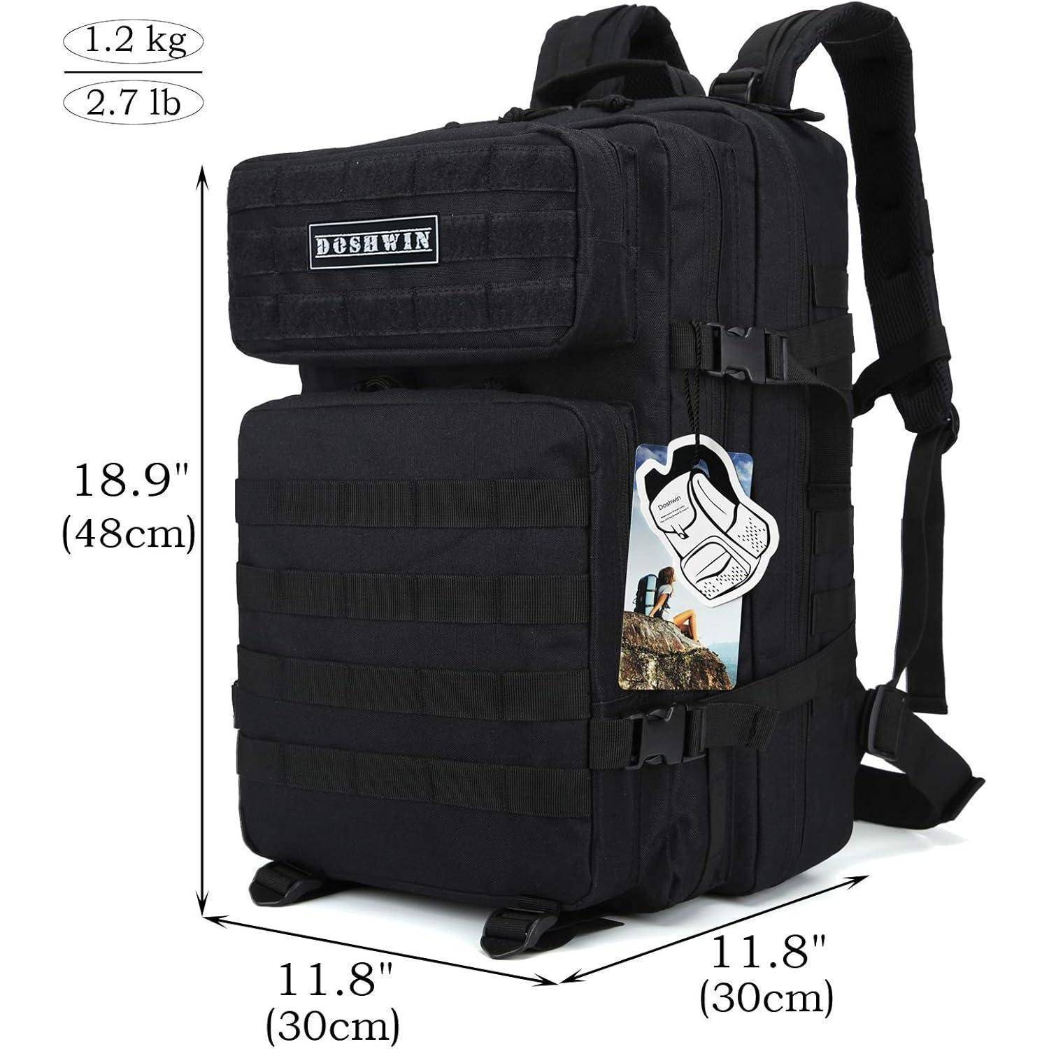 Rucksack 40L taktisch Militär Survival Molle Fluchtrucksack Schwarz