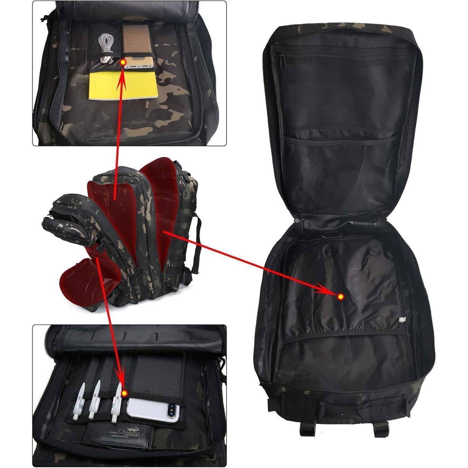 Rucksack 40L Taktisch Militär Molle Fluchtrucksack Armee Schwarzer Cp