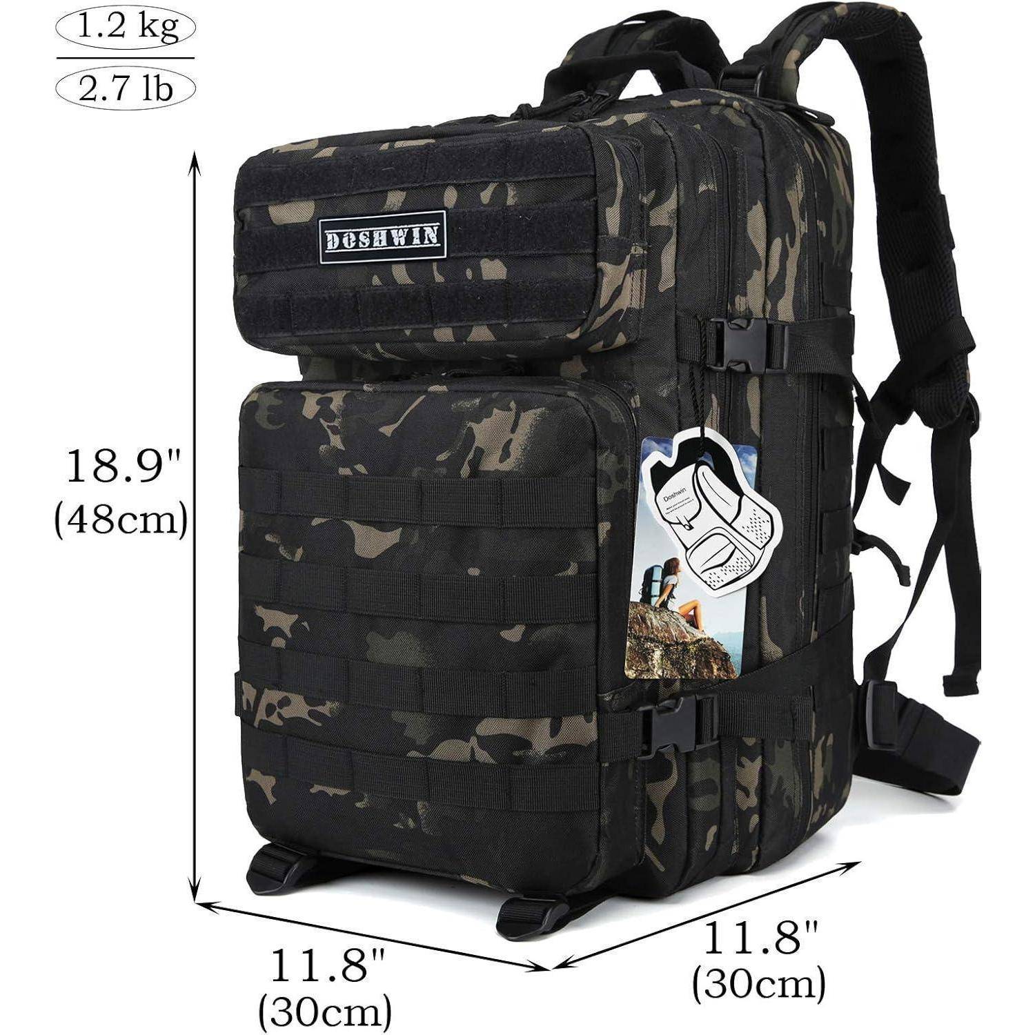 Rucksack 40L Taktisch Militär Molle Fluchtrucksack Armee Schwarzer Cp