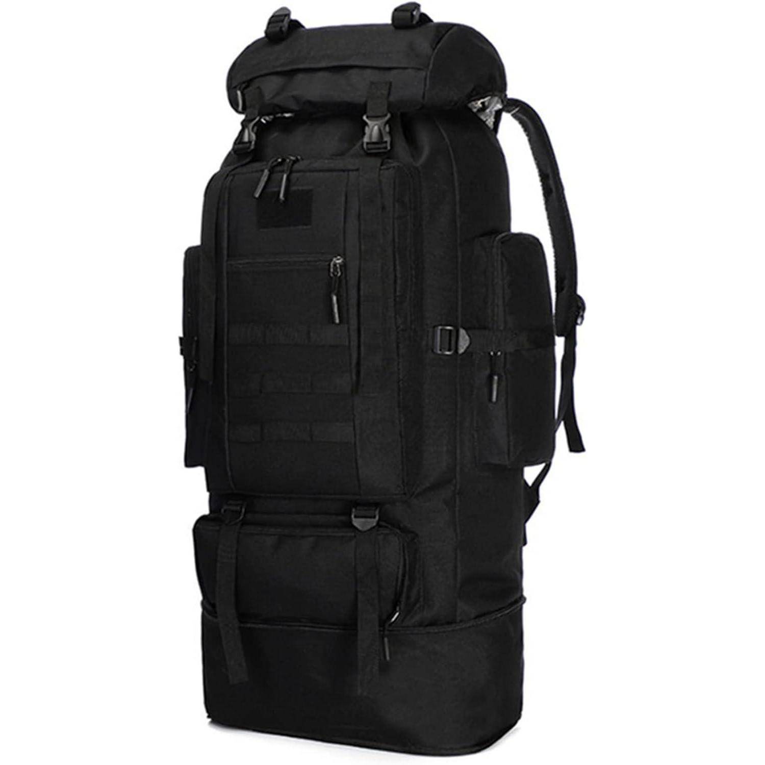 Trekkingrucksack 100L Herren Wasserdicht Molle Militär Schwarz