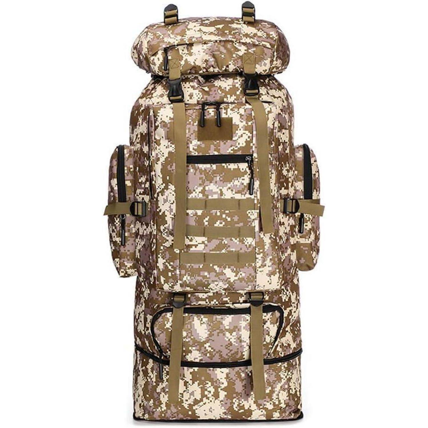 Trekkingrucksack Herren 100L Wasserdicht Molle Desert Camouflage