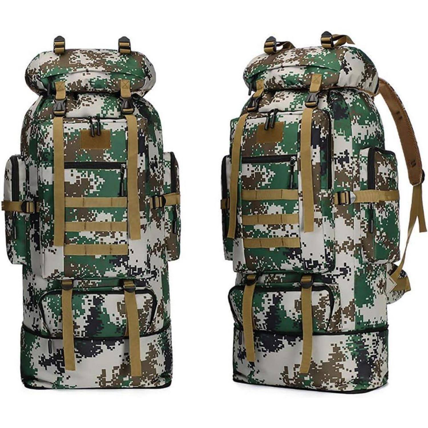 Trekkingrucksack Herren 100L Molle Camping Militär Jungle Camouflage
