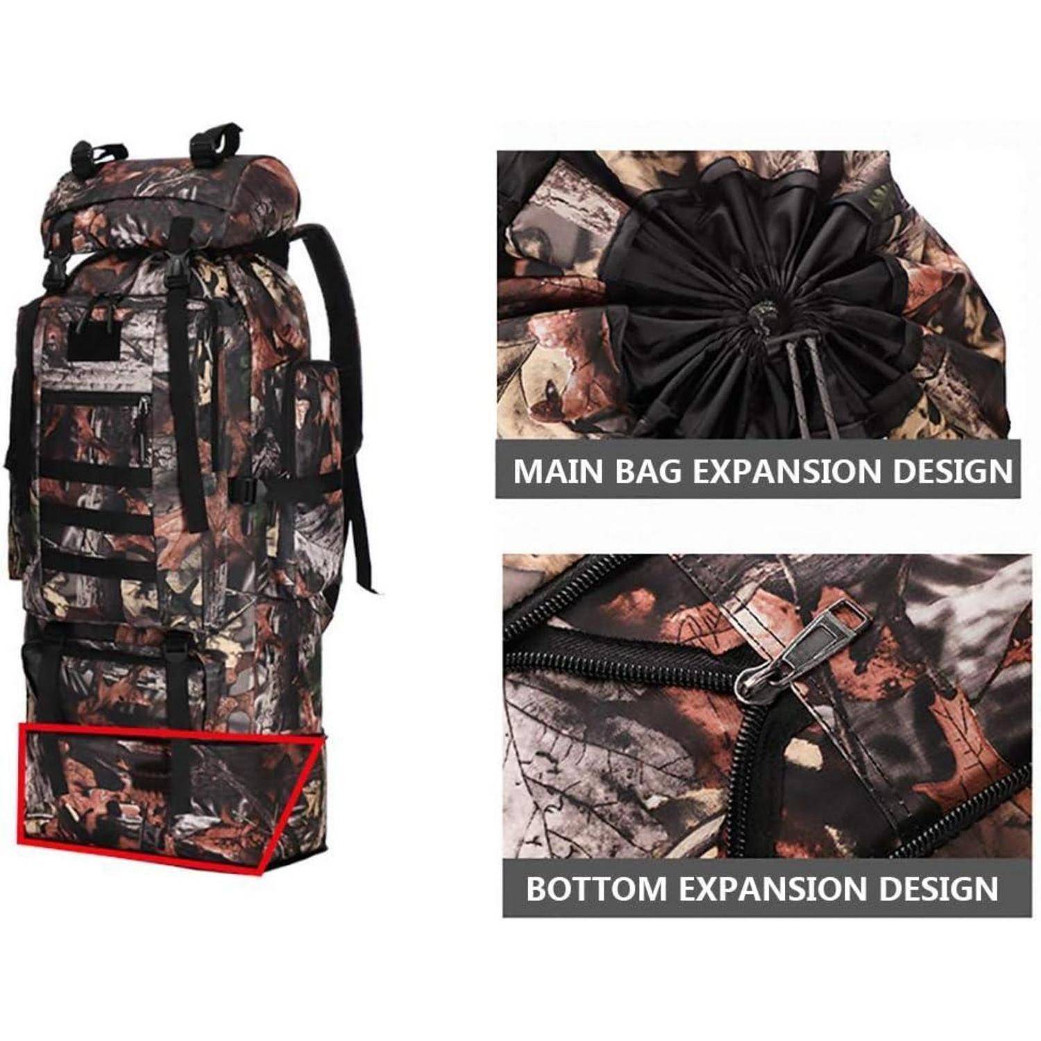 Trekkingrucksack Herren 100L Wasserdicht Molle Desert Camouflage