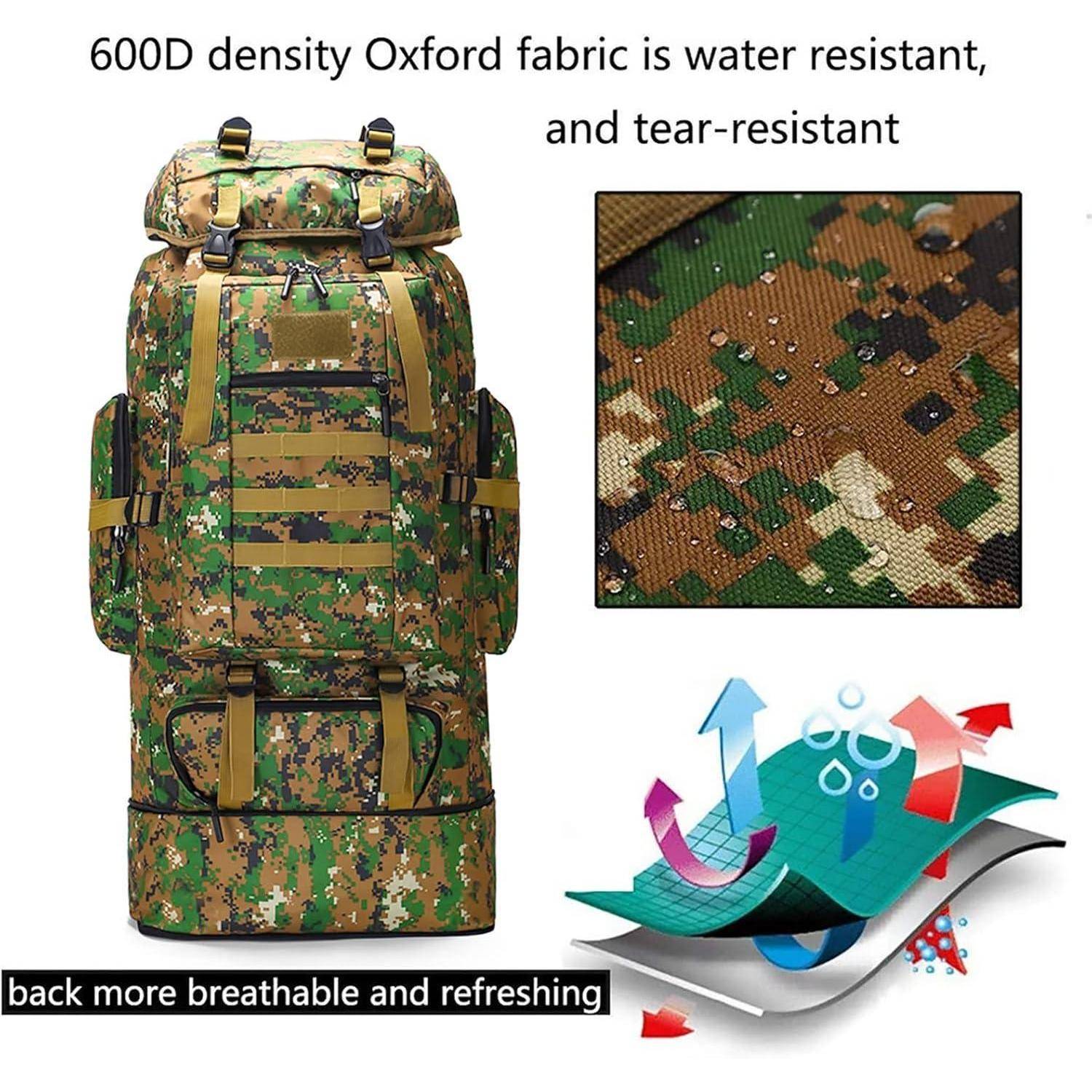 Trekkingrucksack Herren 100L Outdoor Wasserdicht Molle Grün