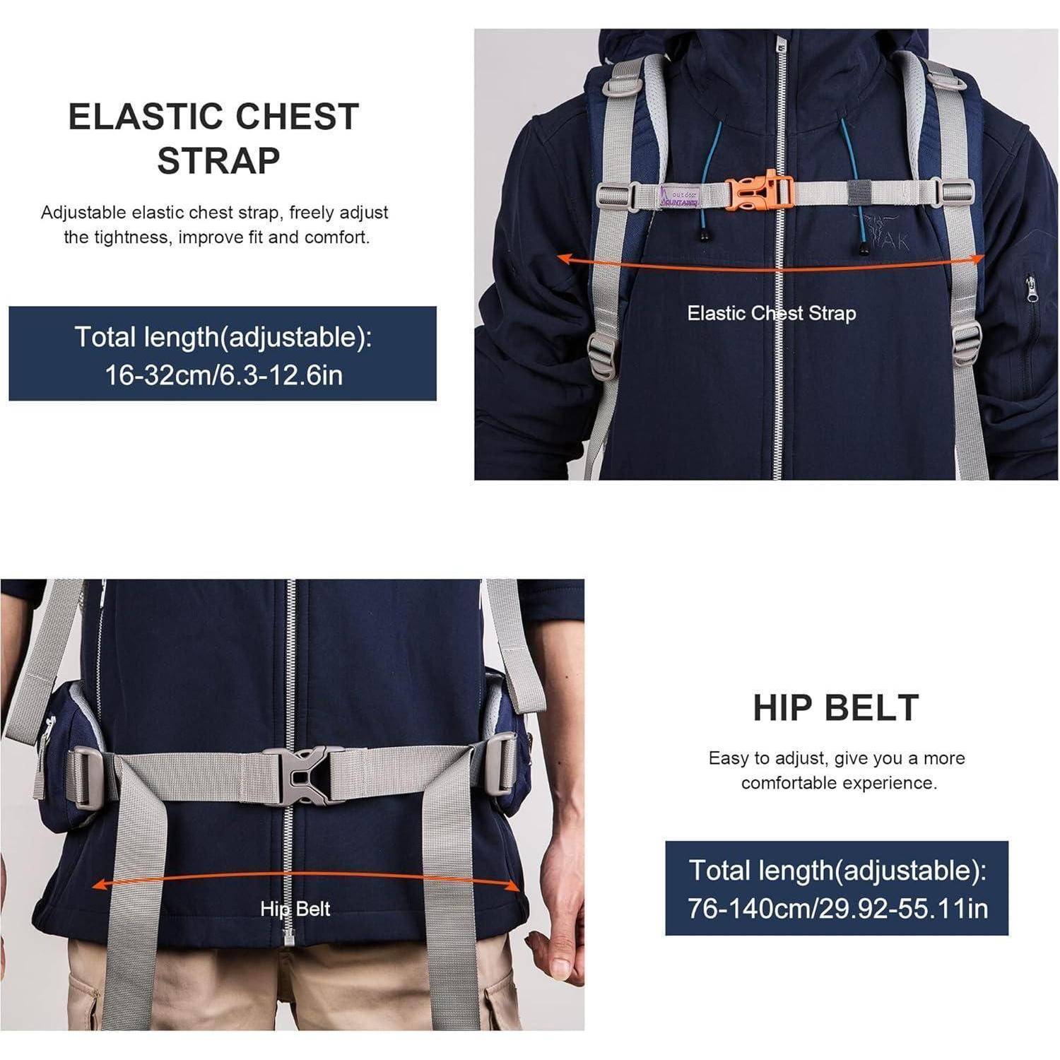 Trekkingrucksack 70L Damen Herren Regenschutz Dunkelblau-70l