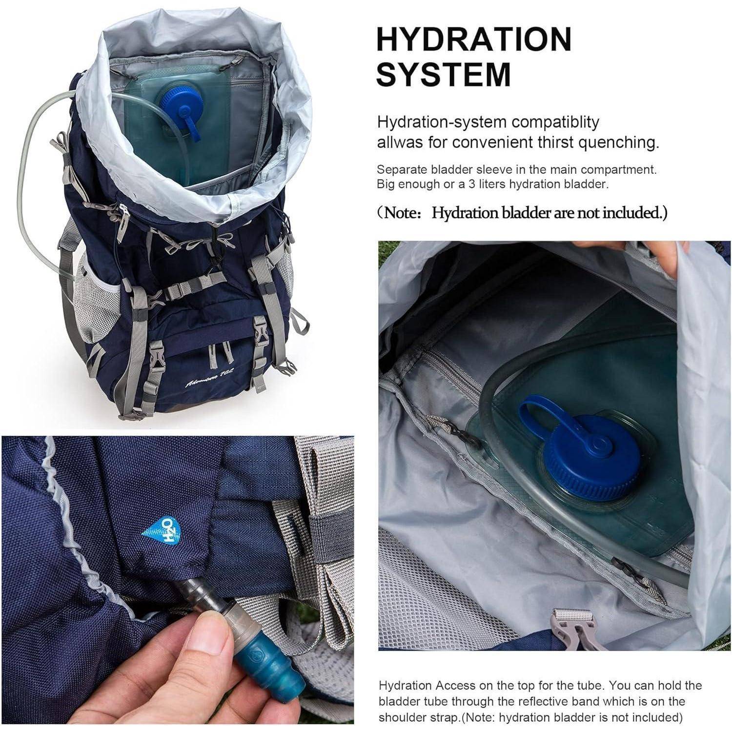 Trekkingrucksack 70L Damen Herren Regenschutz Dunkelblau-70l