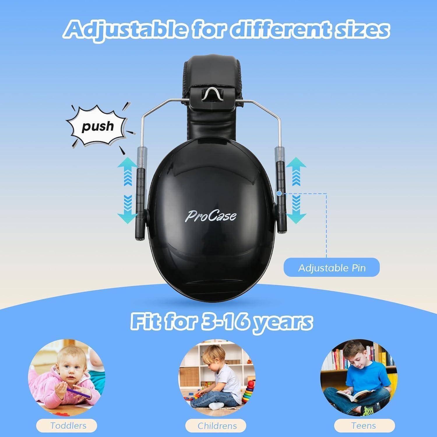 Gehörschutz Kinder 3-12 Jahre NRR 21dB Kapselgehörschutz Schwarz 1