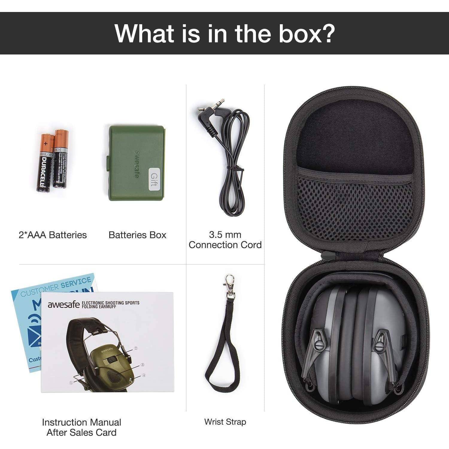 Gehörschutz elektronisch NRR24dB Klangverstärkung Schießen Grau