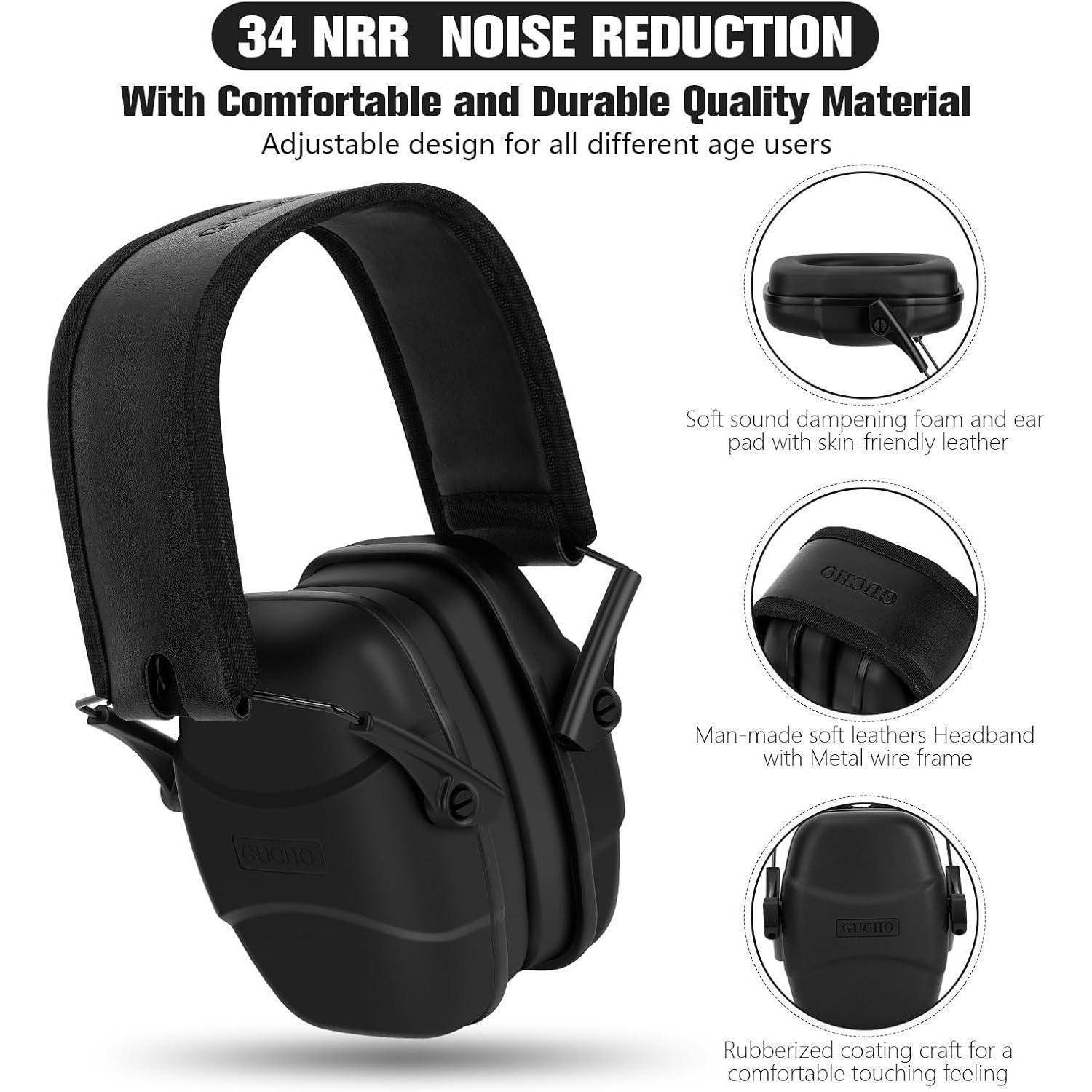 Gehörschutz Kapselgehörschutz Schießsport Jagd NRR34dB Schwarz