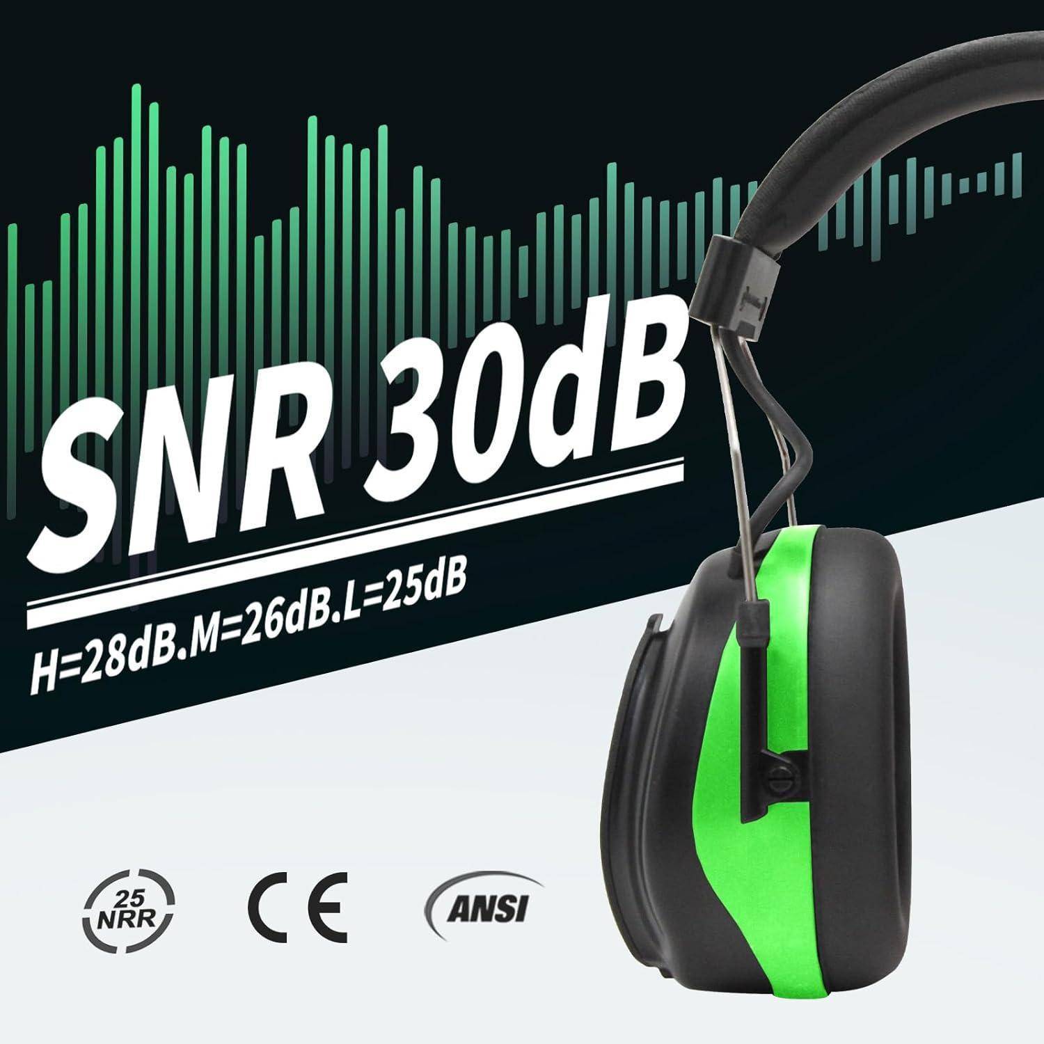 Gehörschutz Bluetooth 5.3 DAB FM SNR 30dB Akku Grün