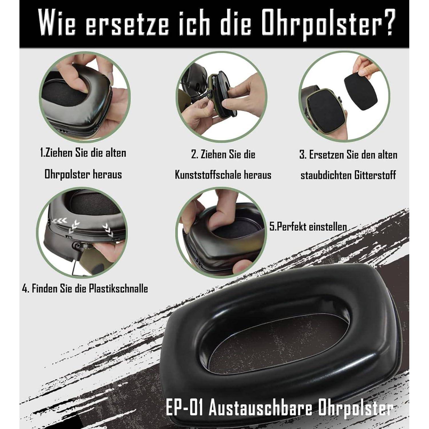 Ohrenschützer elektronisch 27dB Lärmdämpfung Jagd Schießen Braun