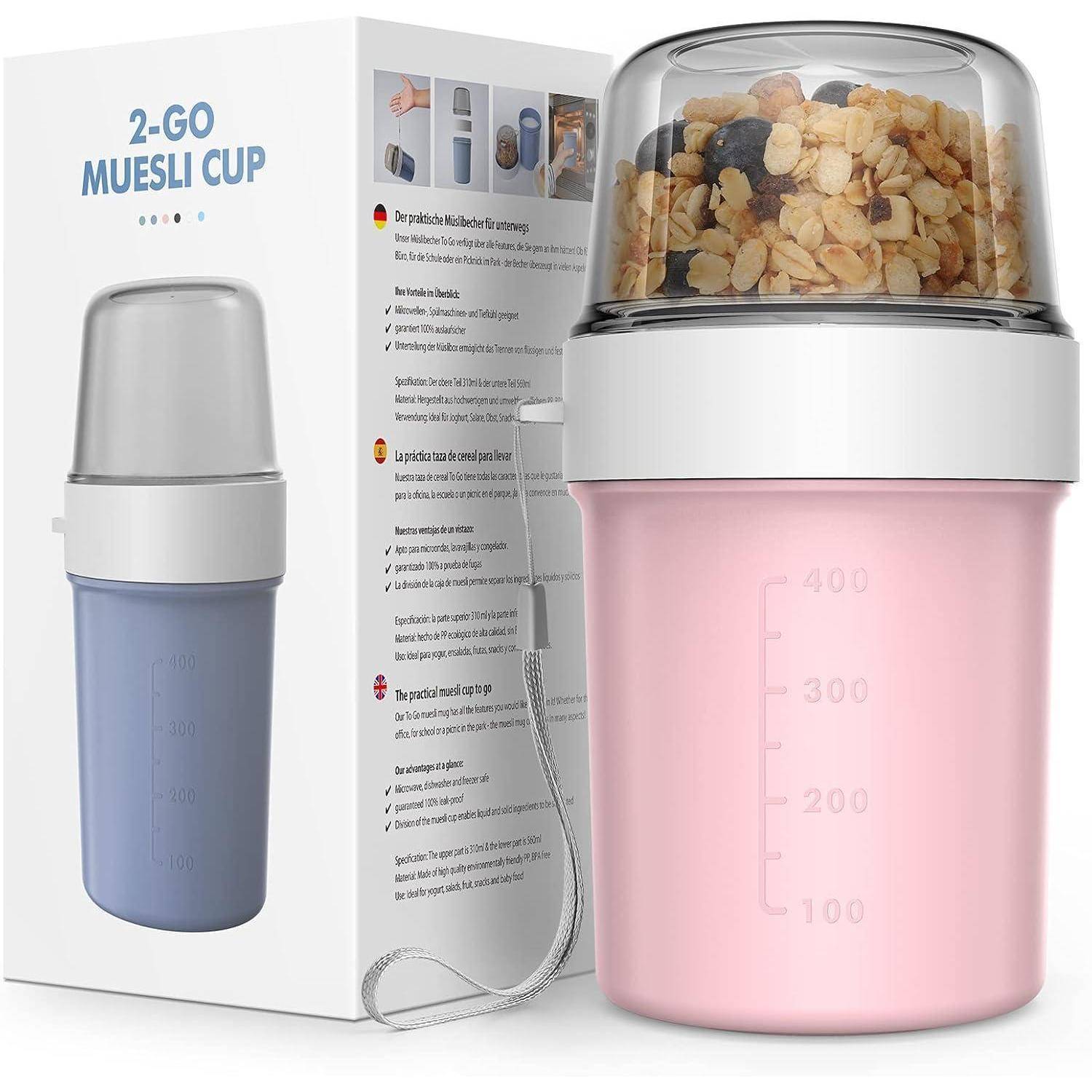 Müslibecher to Go Becher 560ml+310ml Auslaufsicher Joghurtbecher